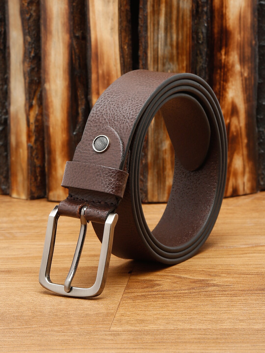 

Teakwood Leathers Men Brown Textured Leather Belt
