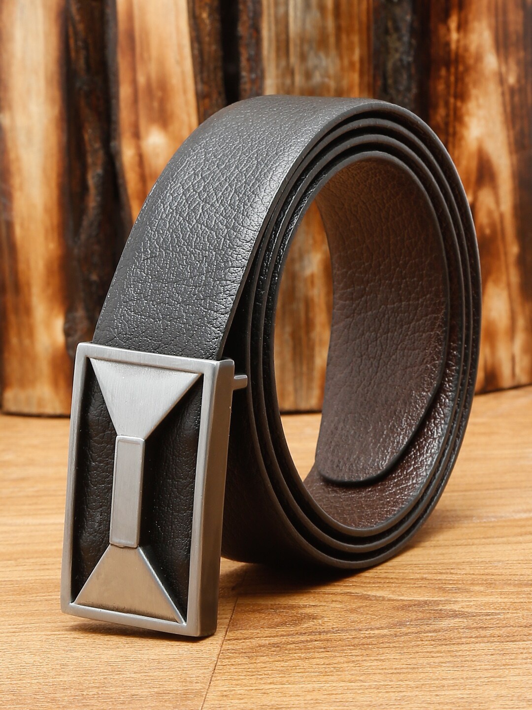 

Teakwood Leathers Men Black Textured Leather Formal Belt