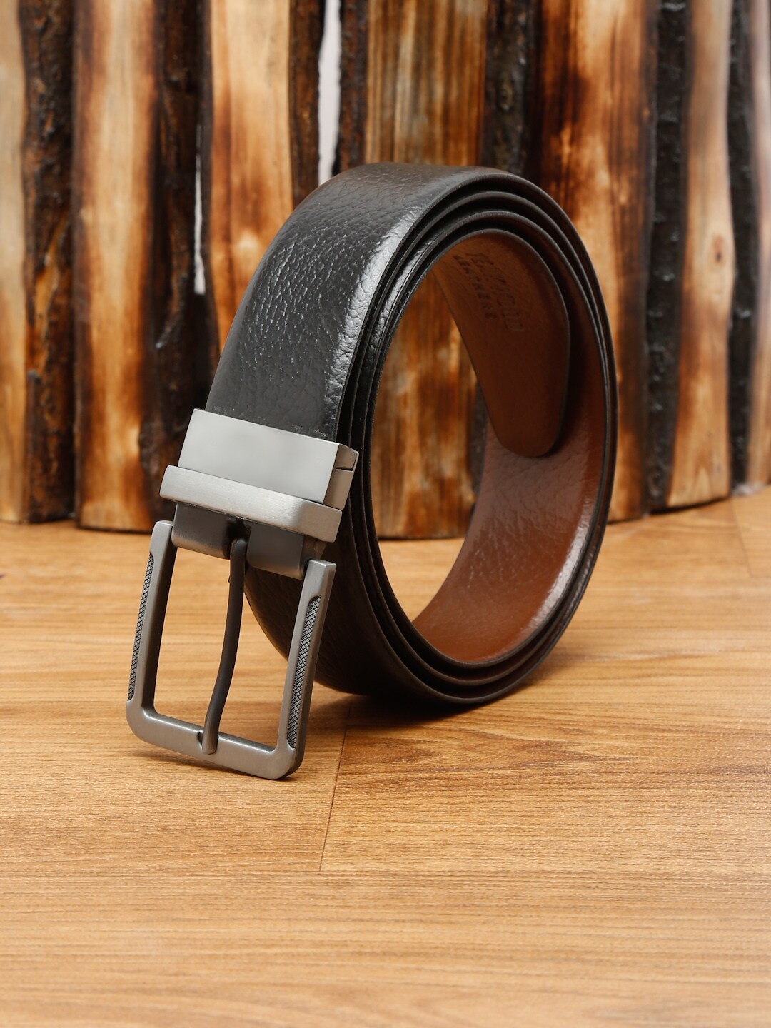 

Teakwood Leathers Men Black Textured Leather Formal Belt