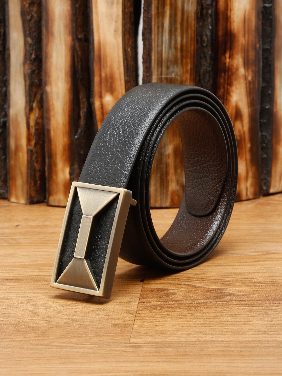 

Teakwood Leathers Men Black Textured Leather Formal Belt