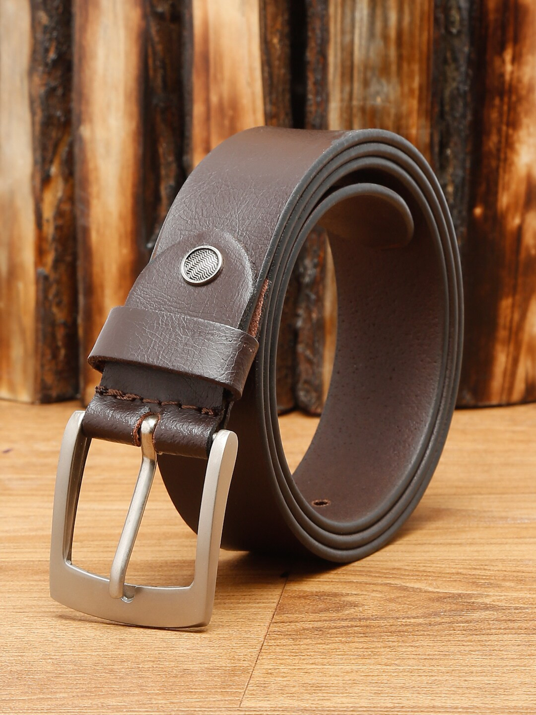 

Teakwood Leathers Men Brown Textured Leather Belt
