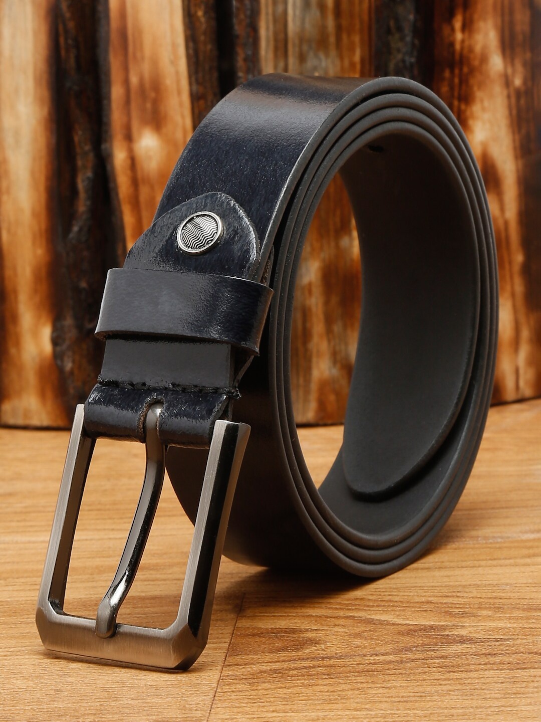 

Teakwood Leathers Men Black Solid Leather Belt