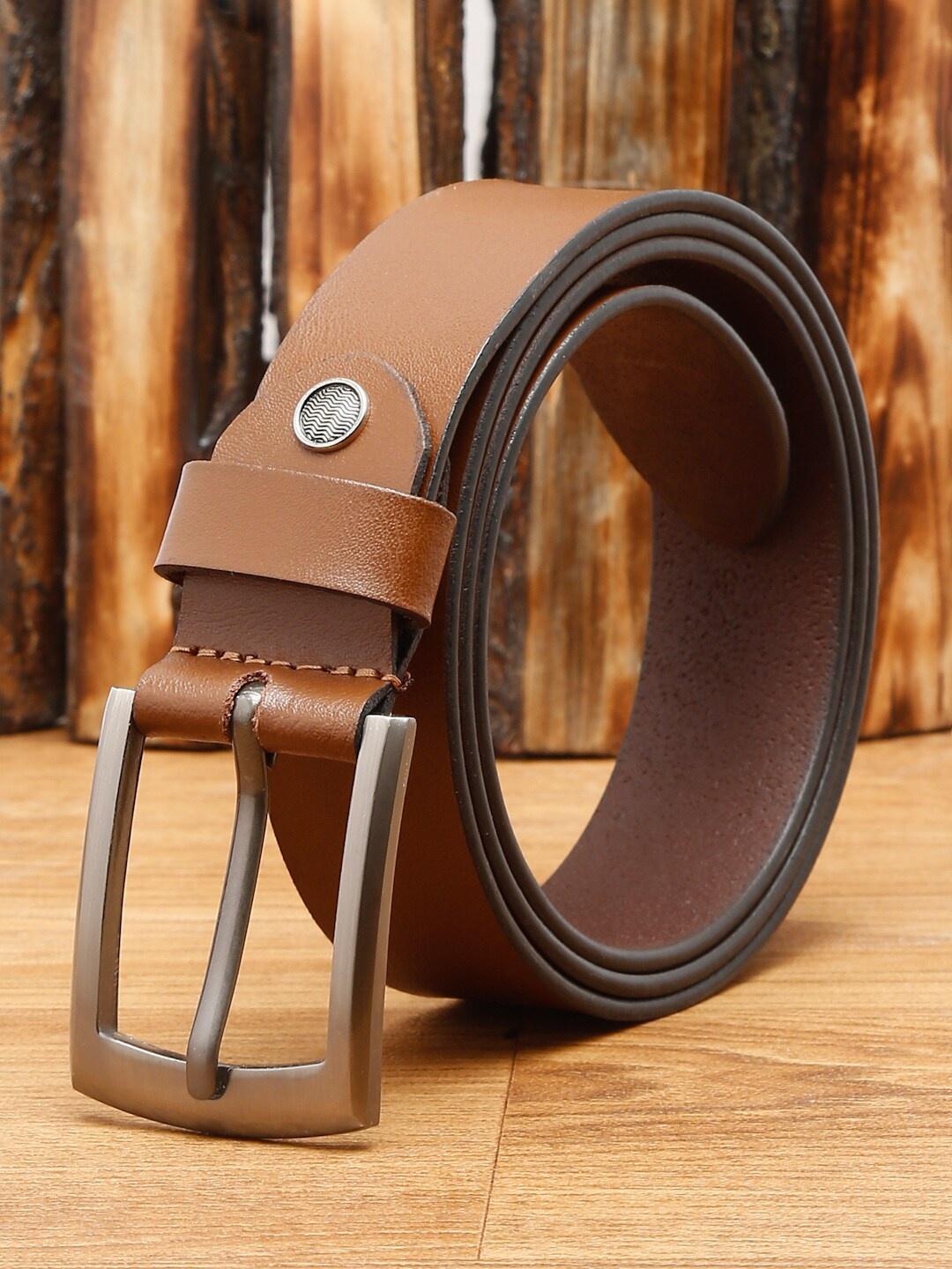 

Teakwood Leathers Men Brown Solid Leather Belt