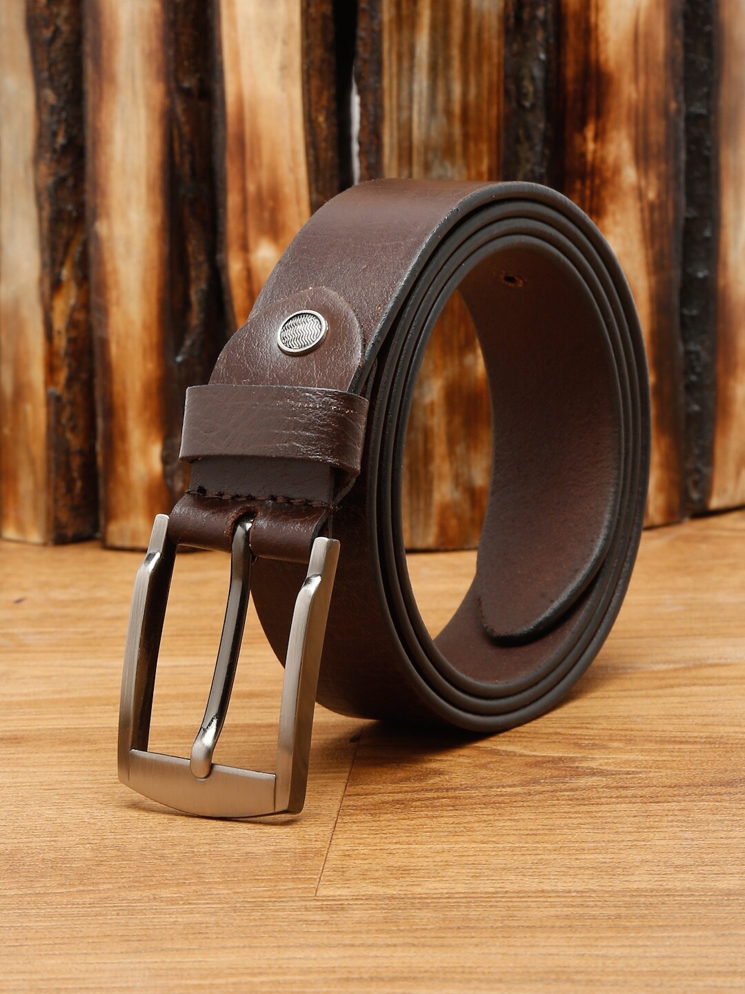 

Teakwood Leathers Men Brown Textured Leather Belt