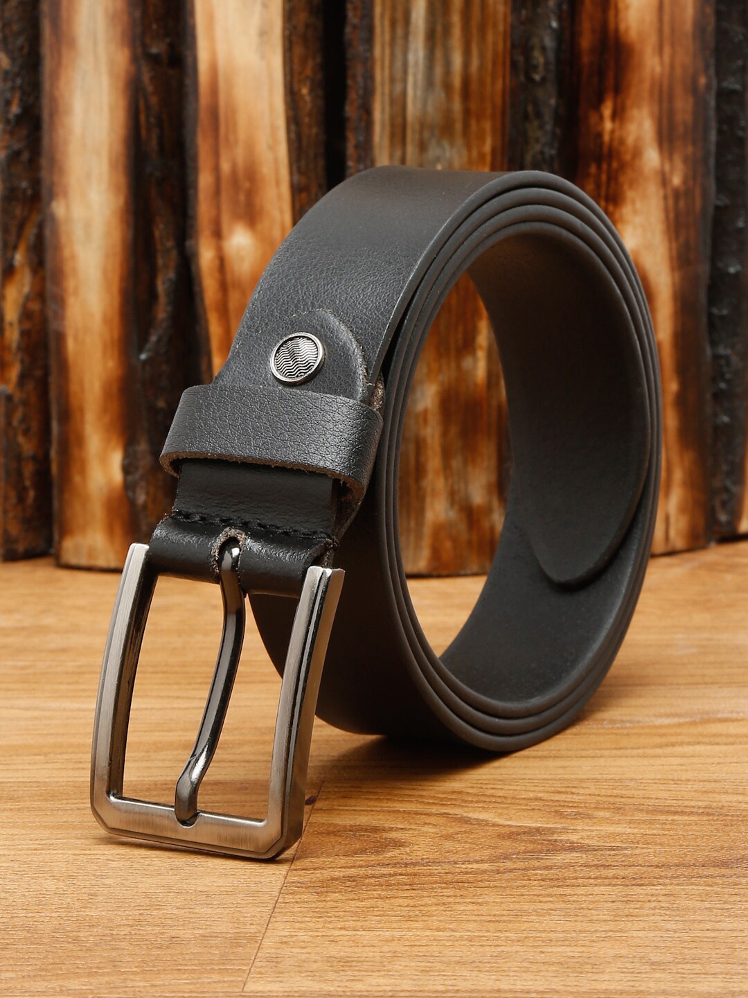 

Teakwood Leathers Men Black Solid Leather Belt