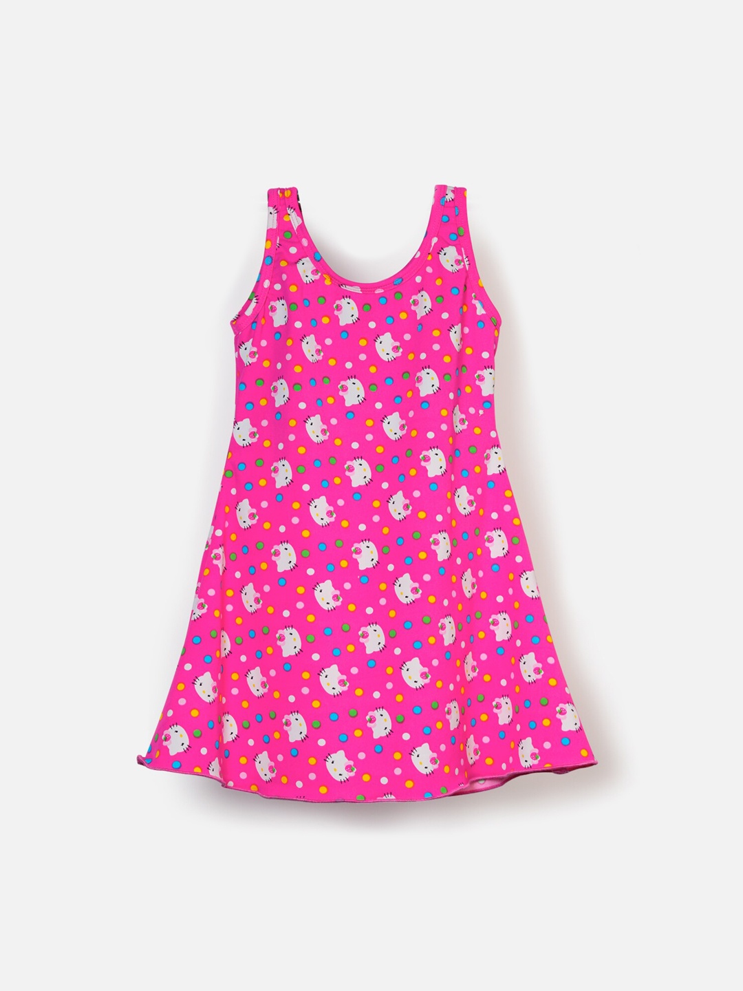 

CUKOO Girls Pink & White Kitty Printed Swimming Dress