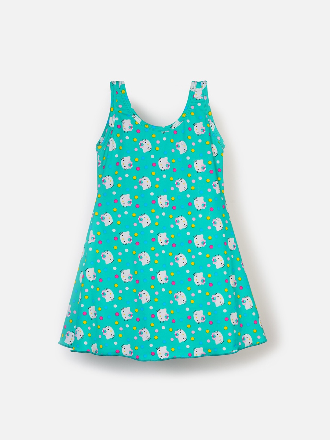 

CUKOO Girls Sea Green Printed Nylon Swimming Dress