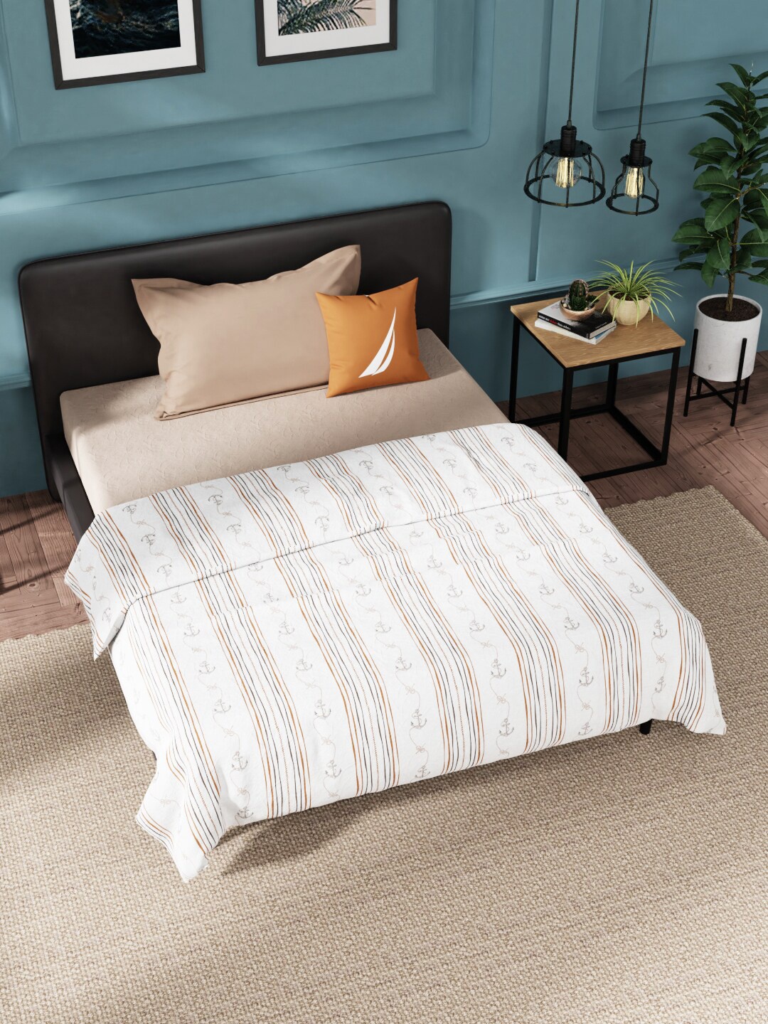 

Nautica White & Brown Striped AC Room 210 GSM Cotton Single Bed Dohar