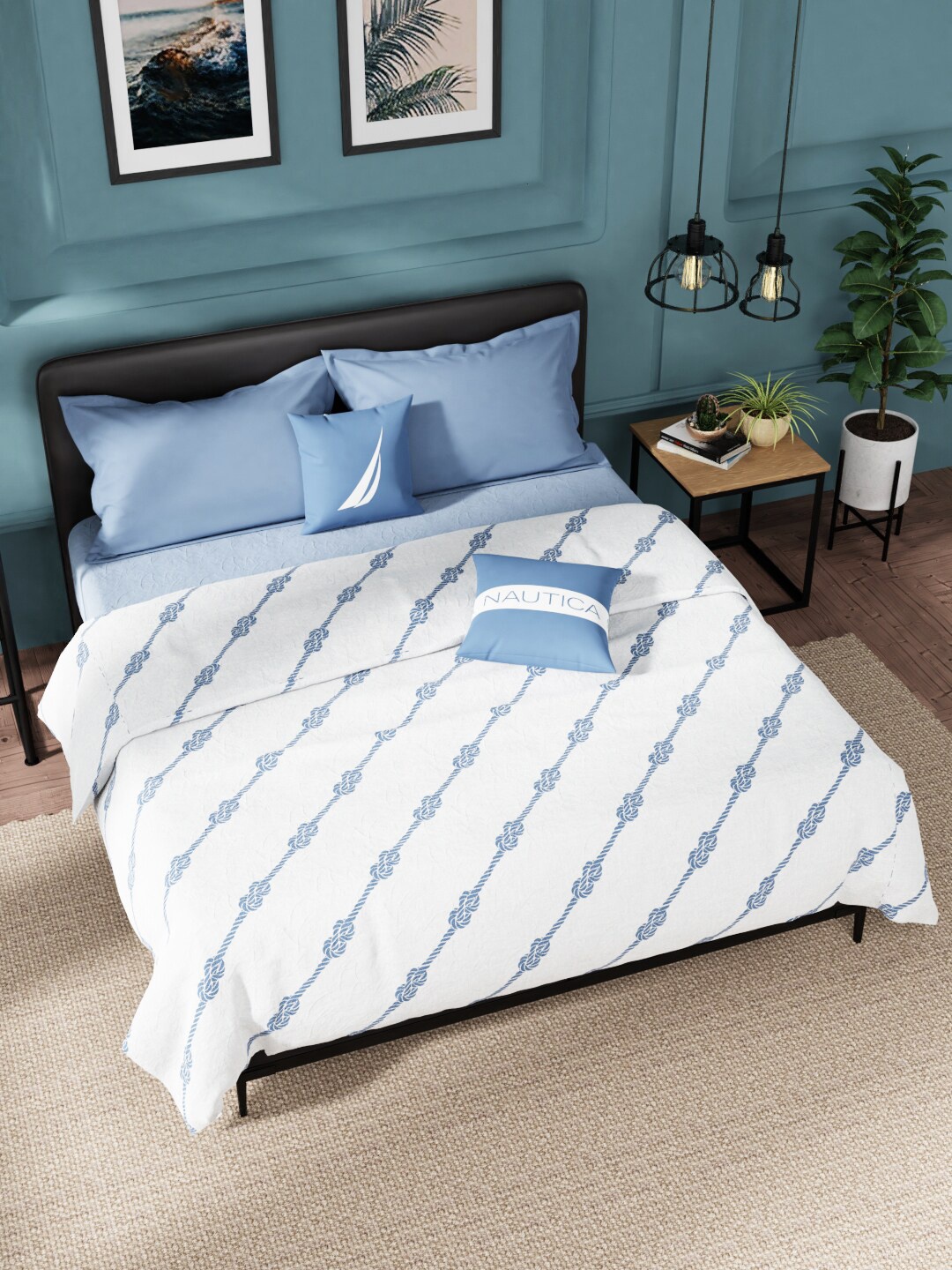

Nautica White & Blue AC Room 210 GSM Cotton Double Bed Dohar