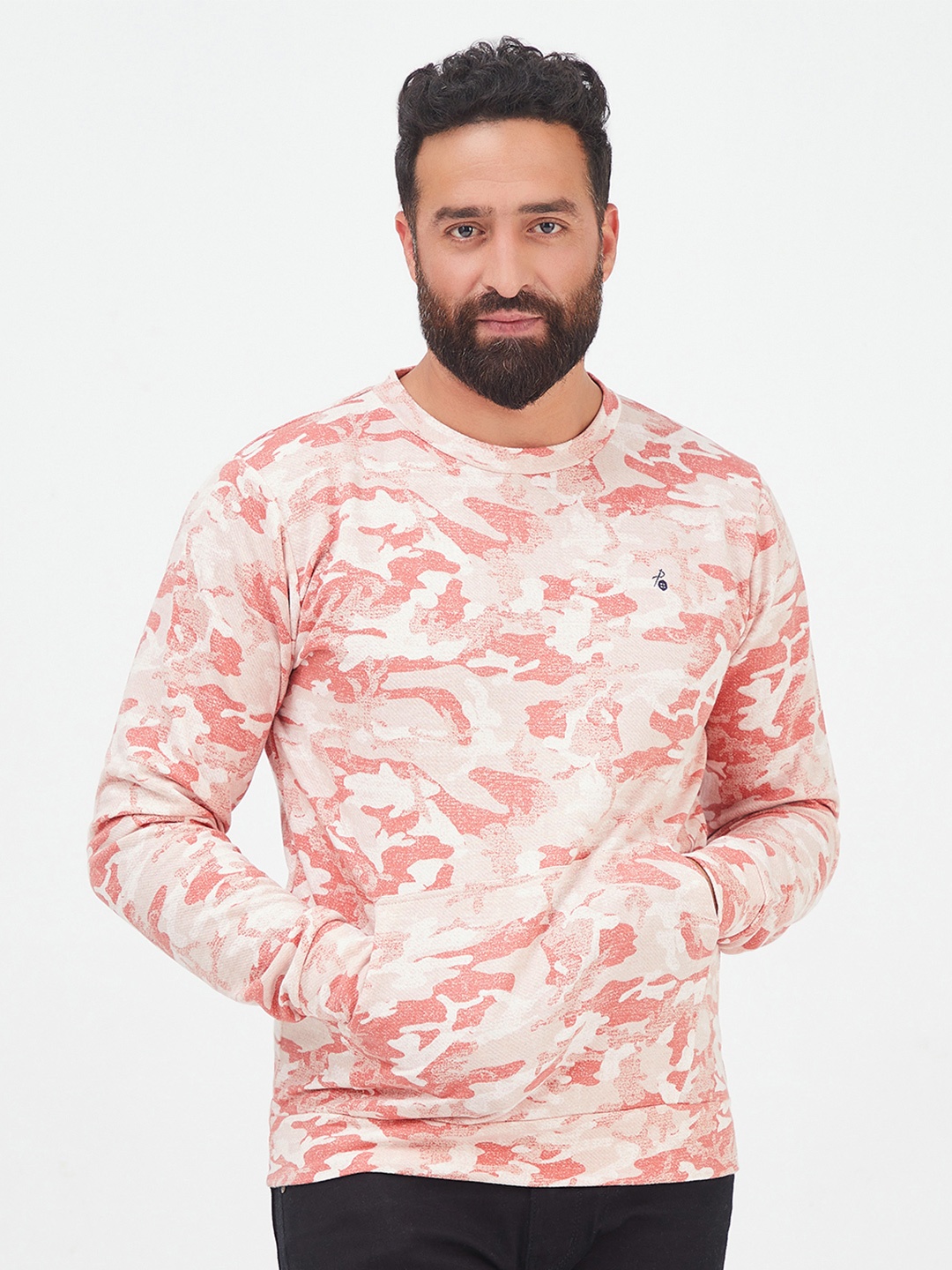 

MR BUTTON Men Pink Printed Cotton Sweatshirt