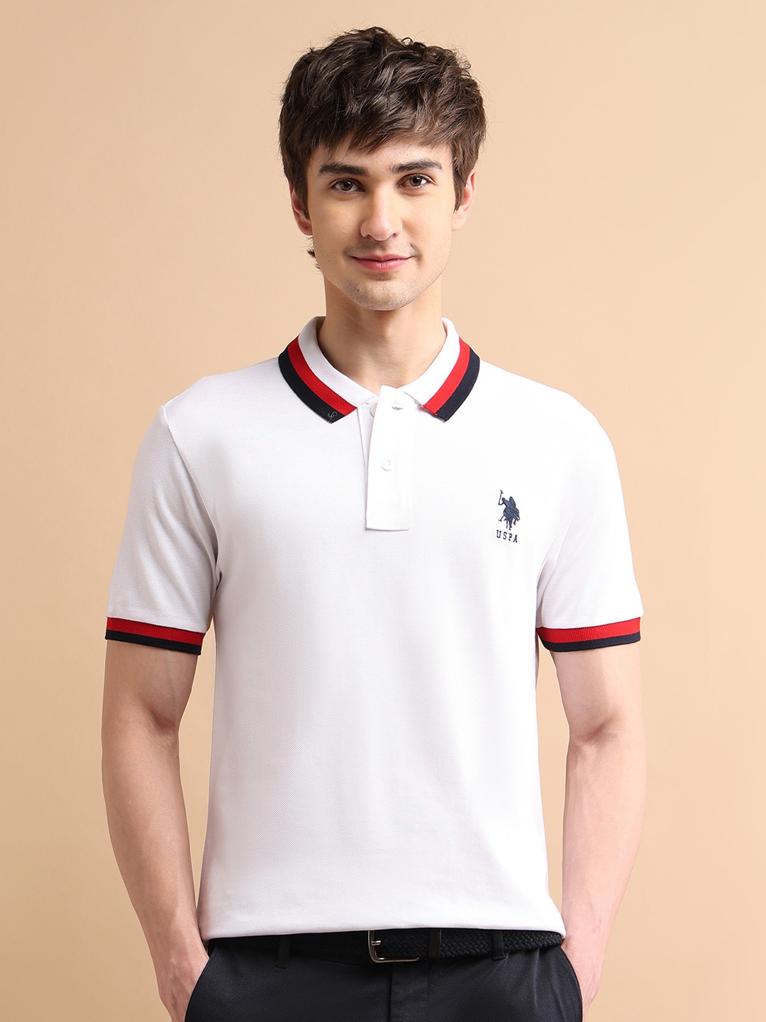 

U.S. Polo Assn. Pure Cotton Heritage Tipped Polo Collar T-shirt, White
