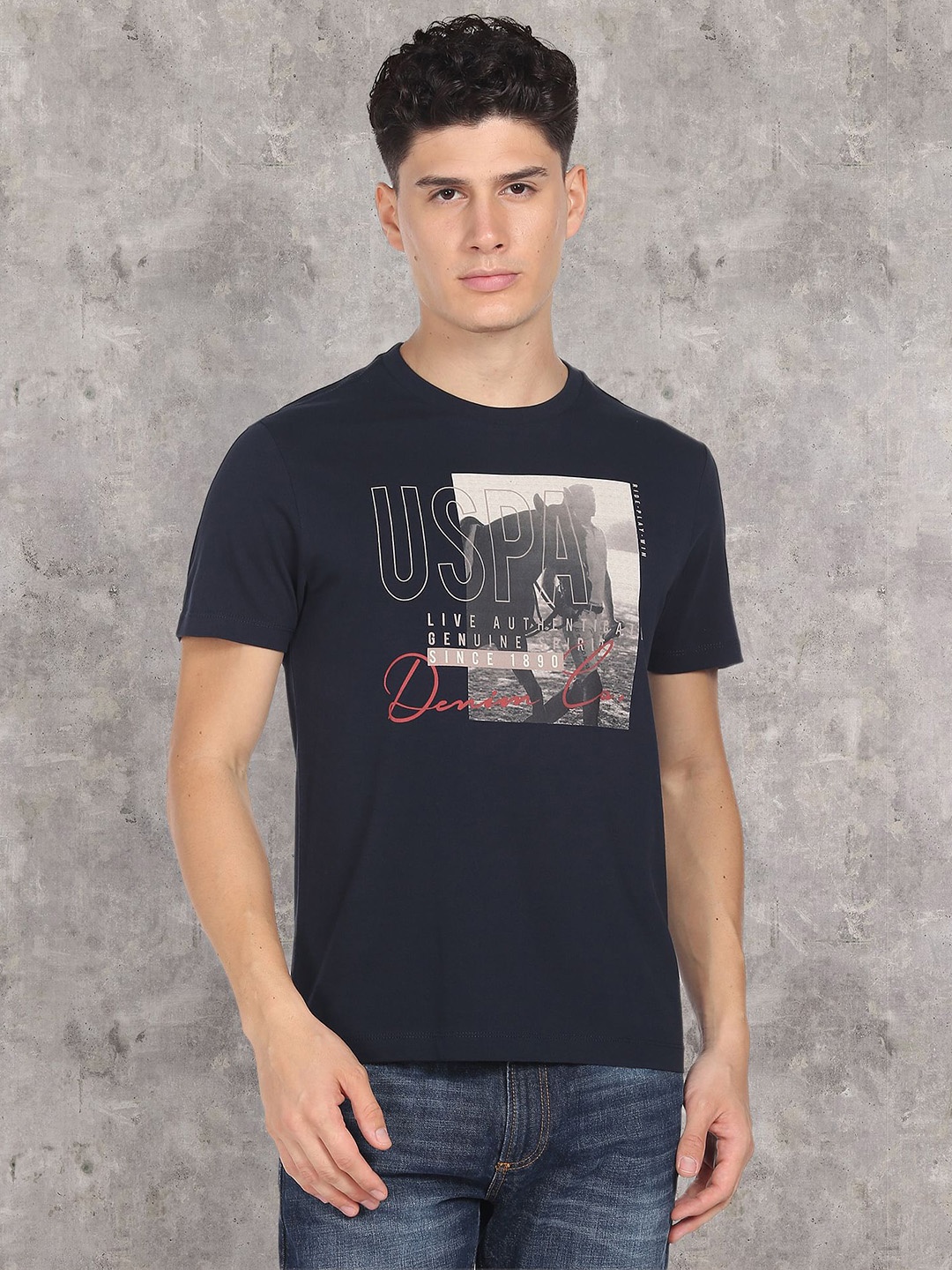 

U.S. Polo Assn. Denim Co Men Photo Print T-Shirt, Navy blue