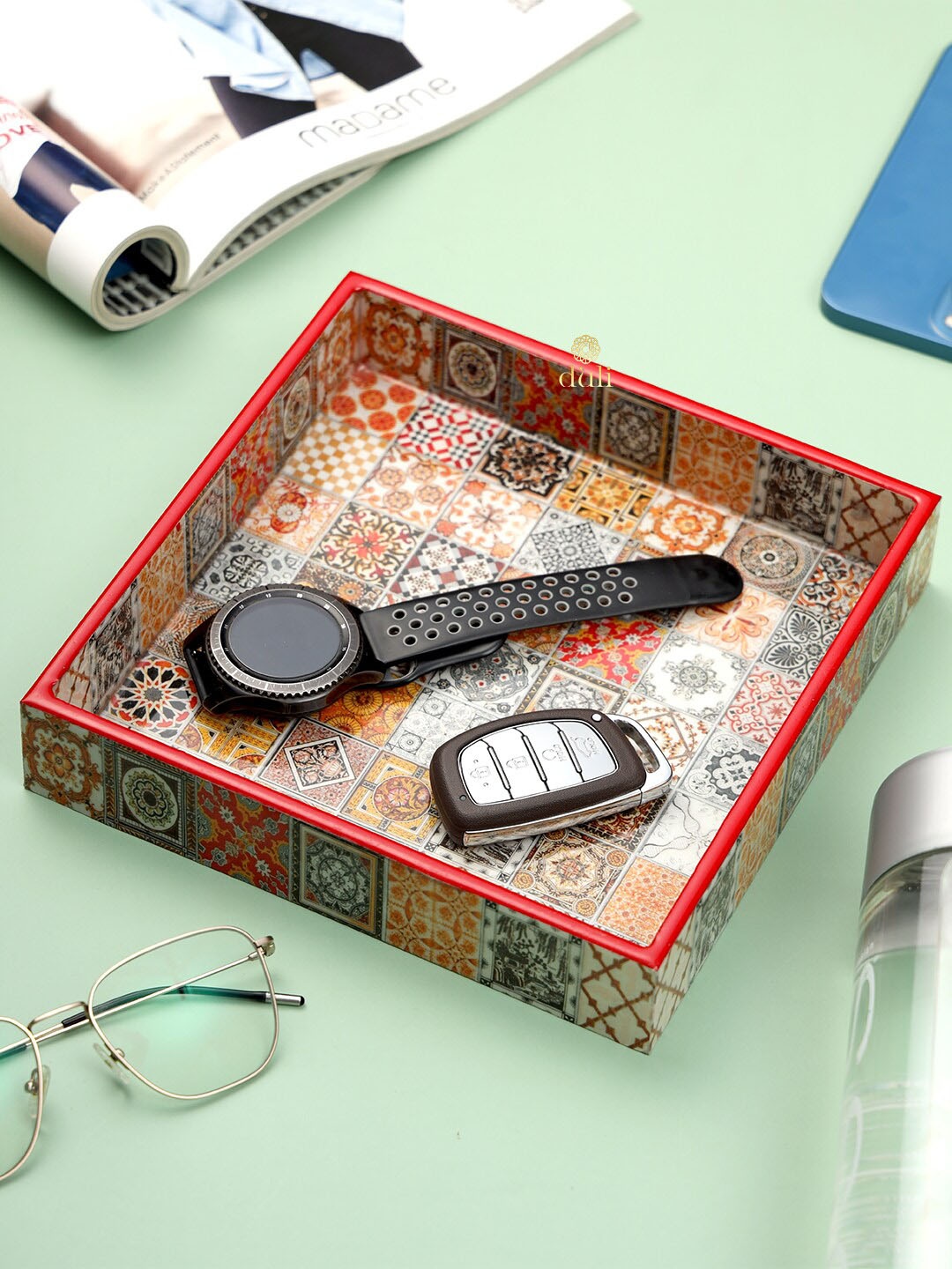 

DULI Red Black Printed Tray