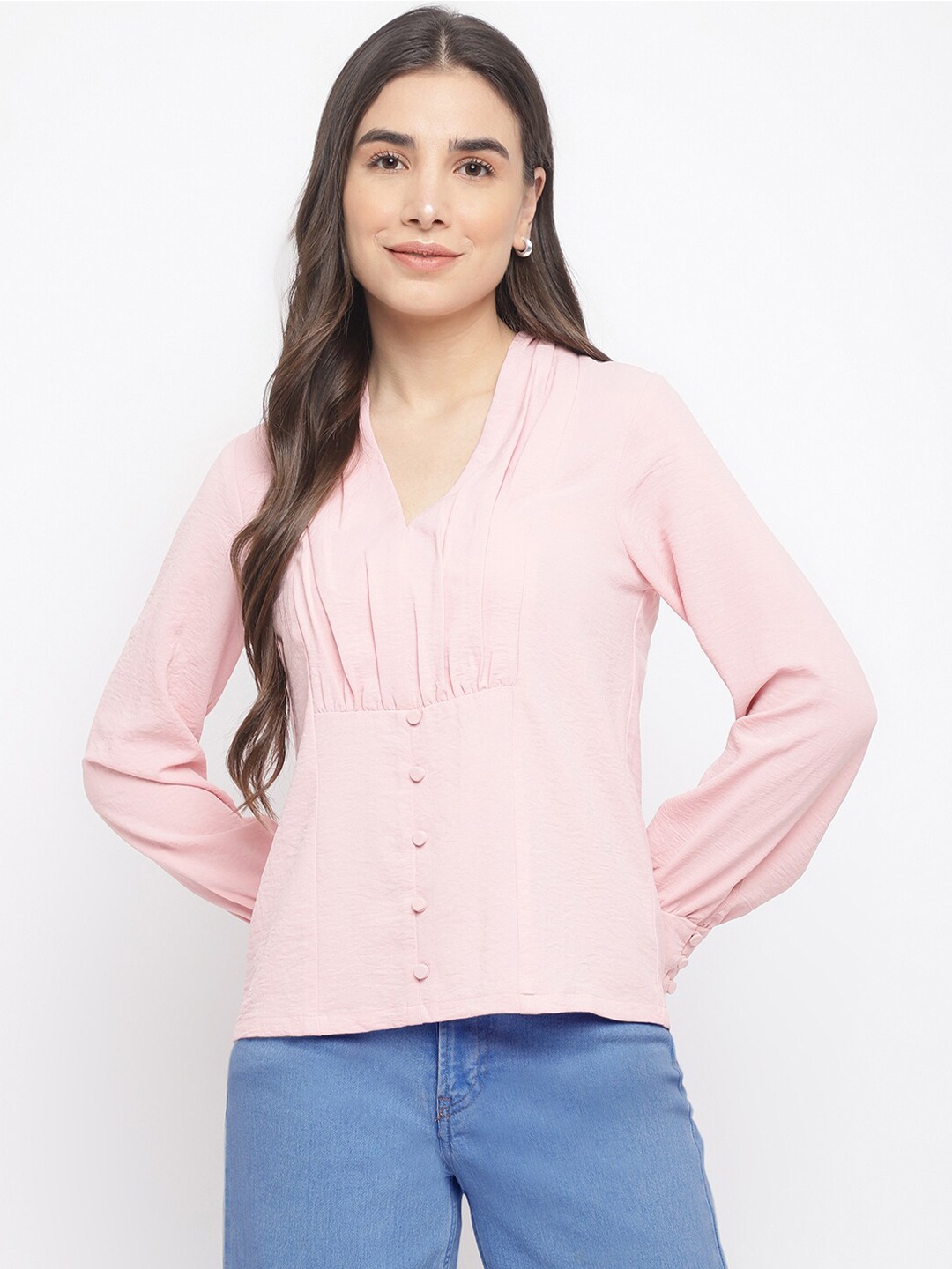 

Latin Quarters Women Pink Shirt Style Top