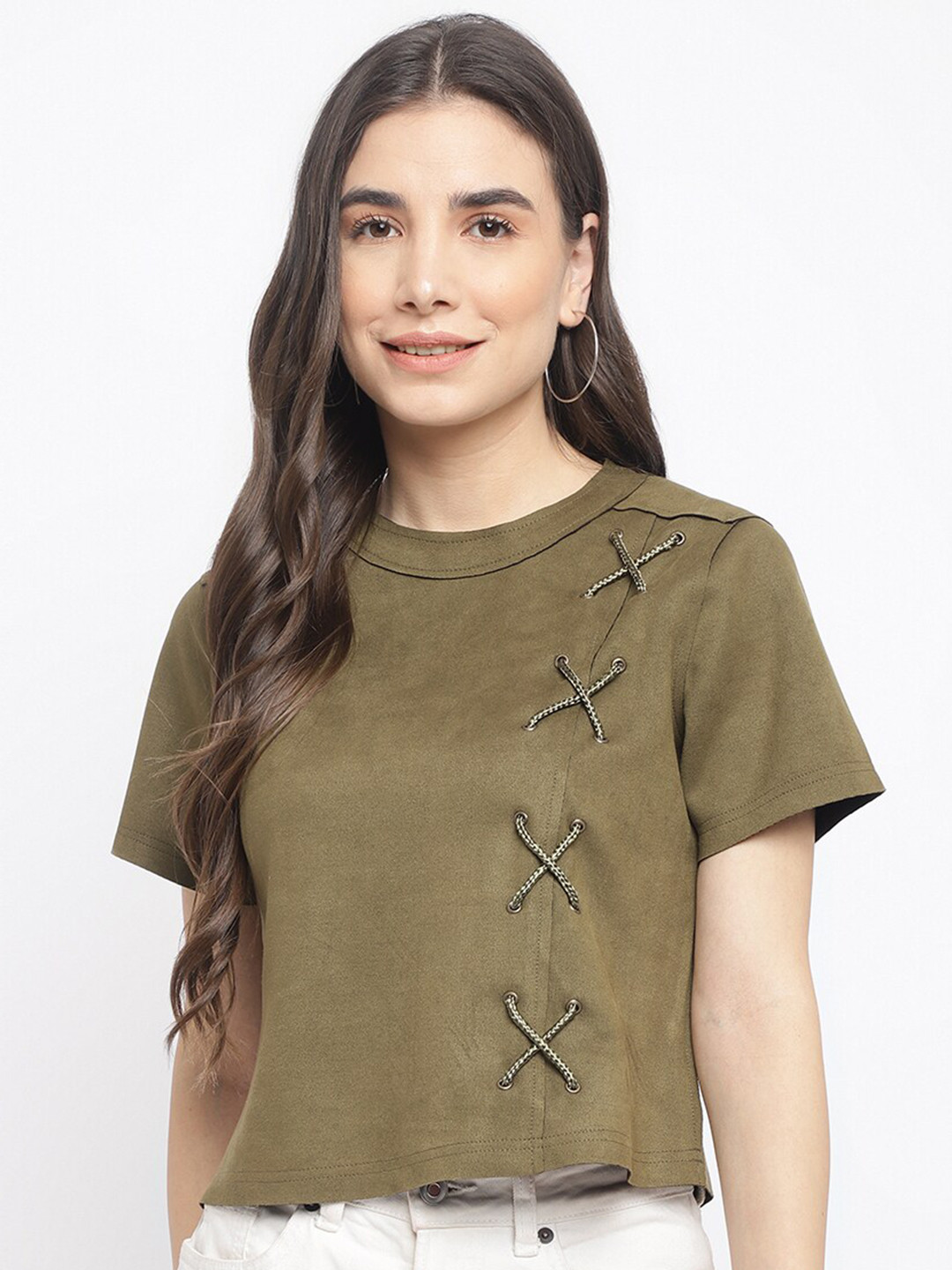 

Latin Quarters Woman Solid Crop Top, Green