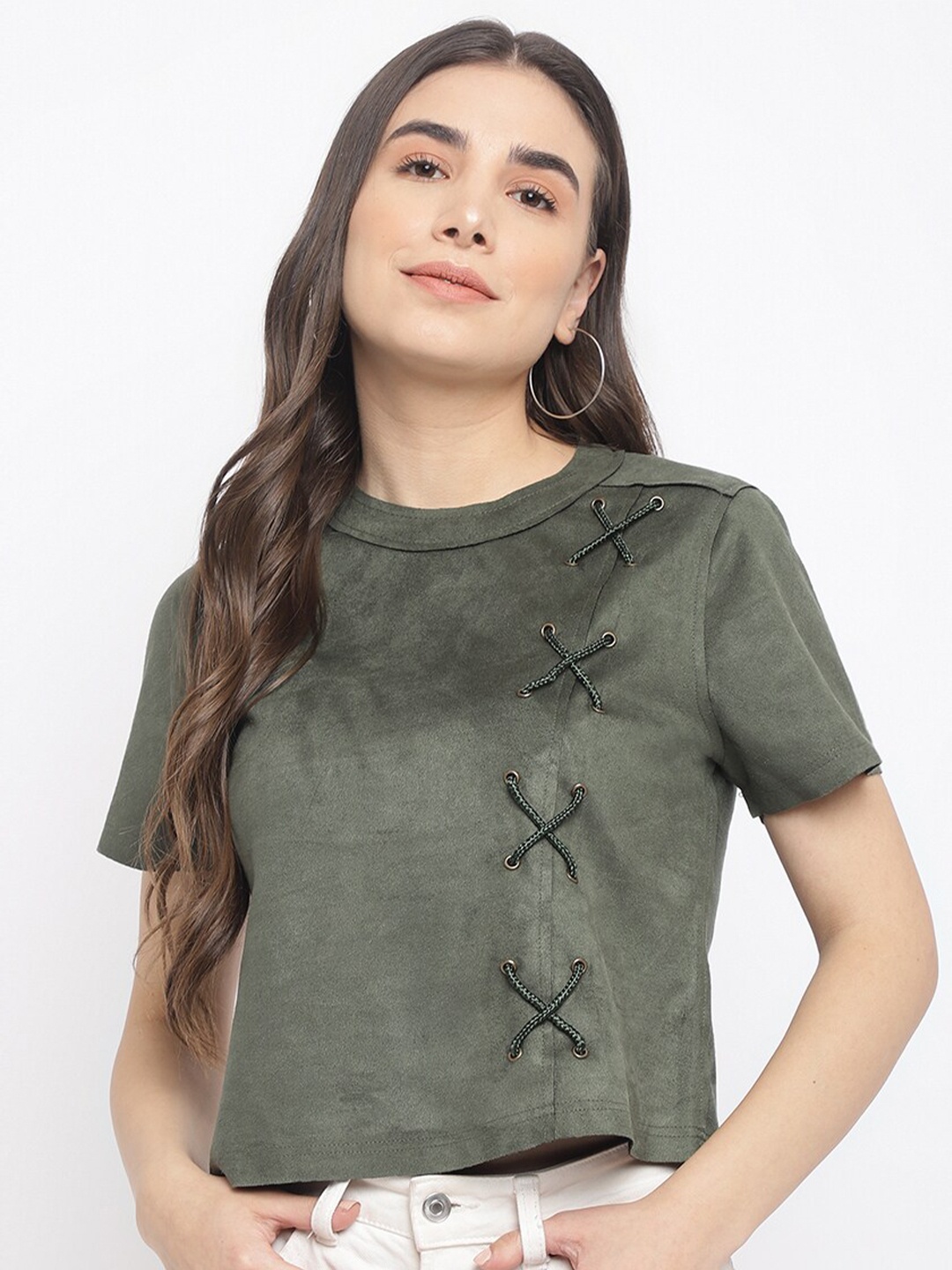

Latin Quarters Women Green Crop Top