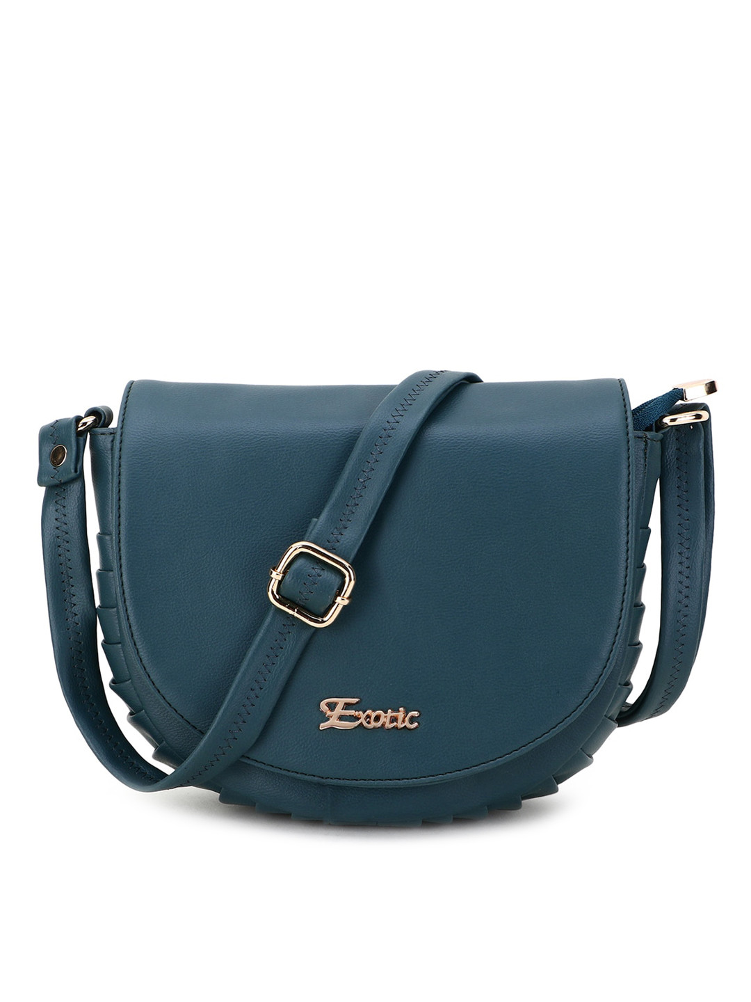 

Exotic Women Blue PU Half Moon Sling Bag