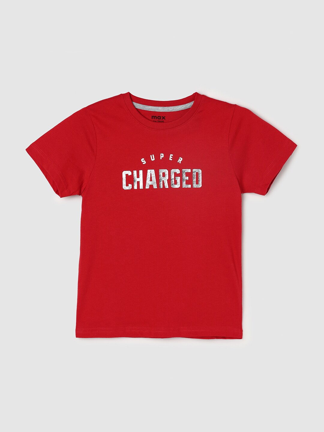 

max Boys Red Typography Printed T-shirt