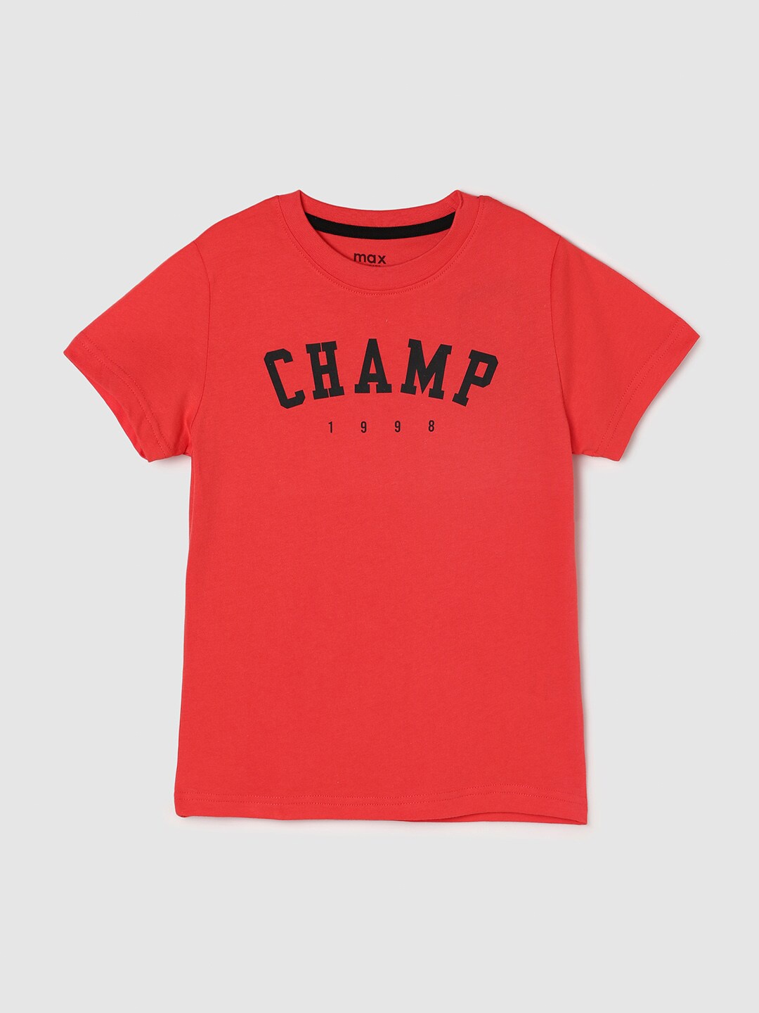 

max Boys Orange Typography Printed Cotton T-shirt