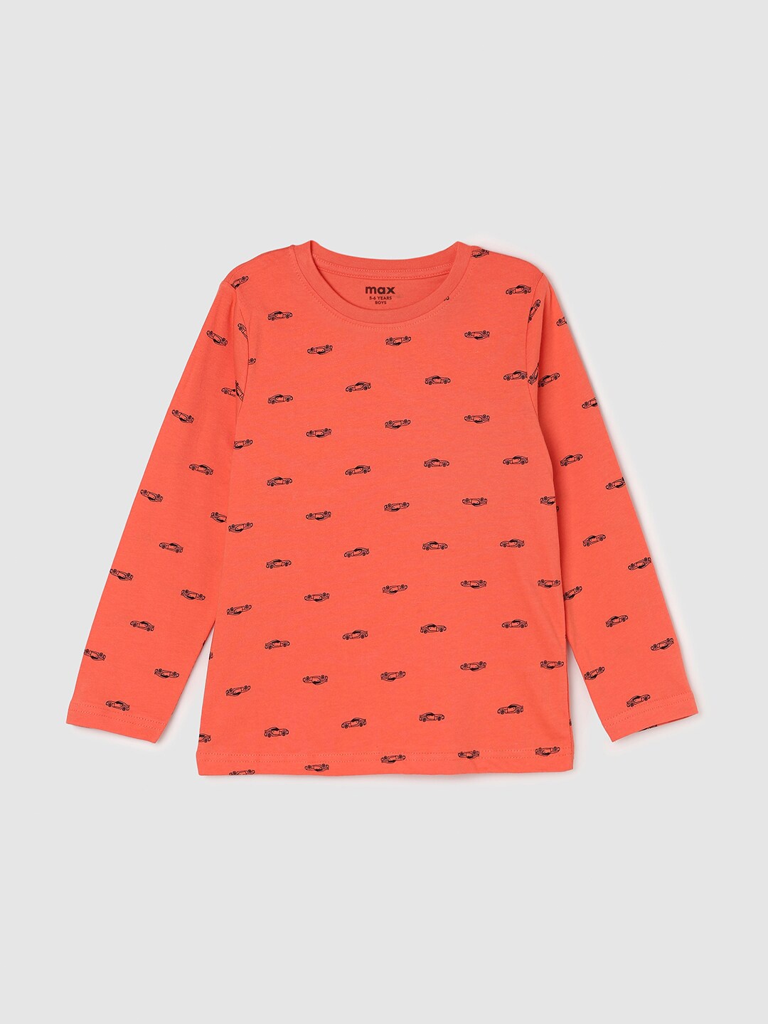 

max Boys Orange Printed Cotton T-shirt
