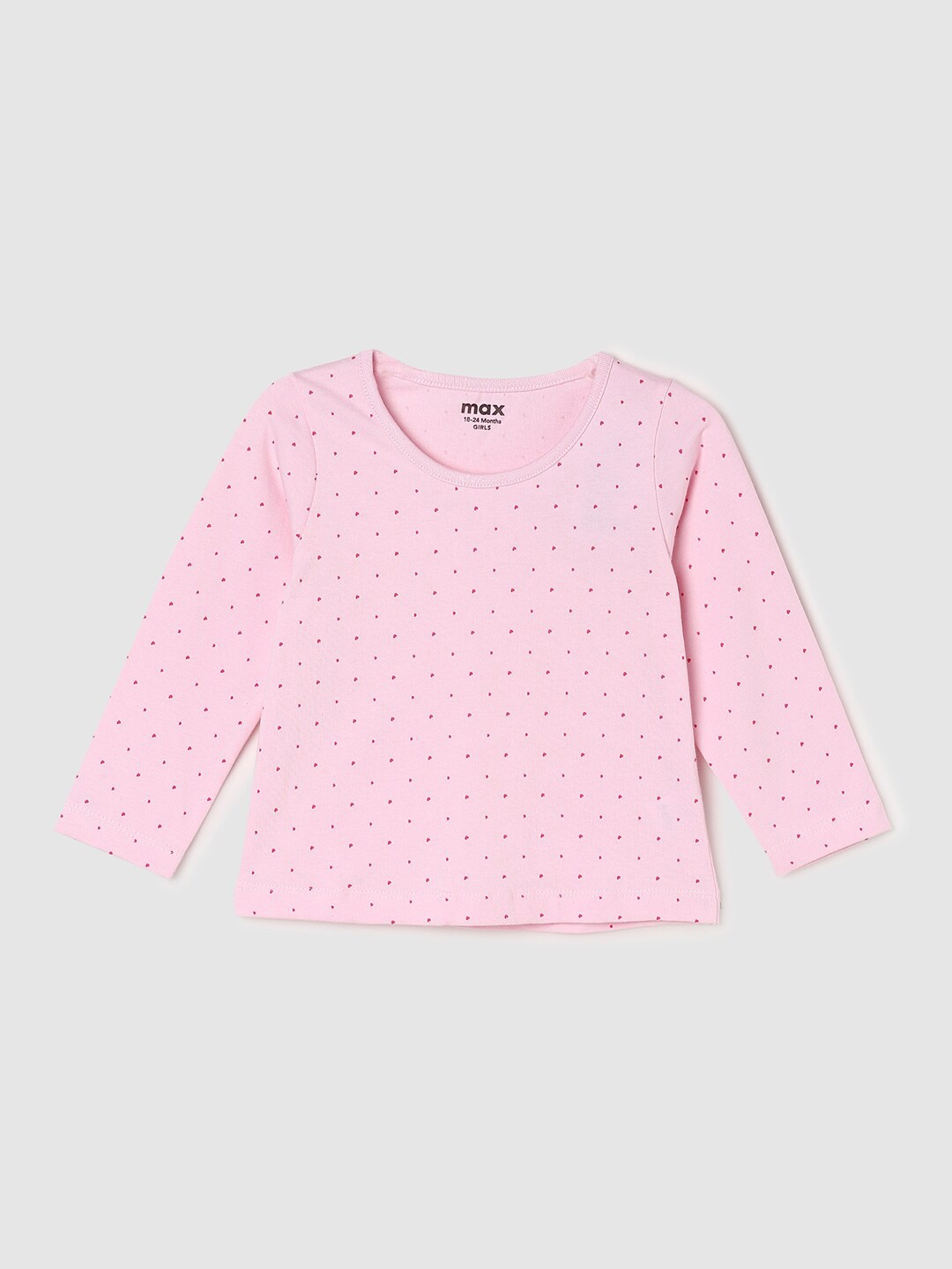 

max Girls Pink Printed Cotton T-shirt