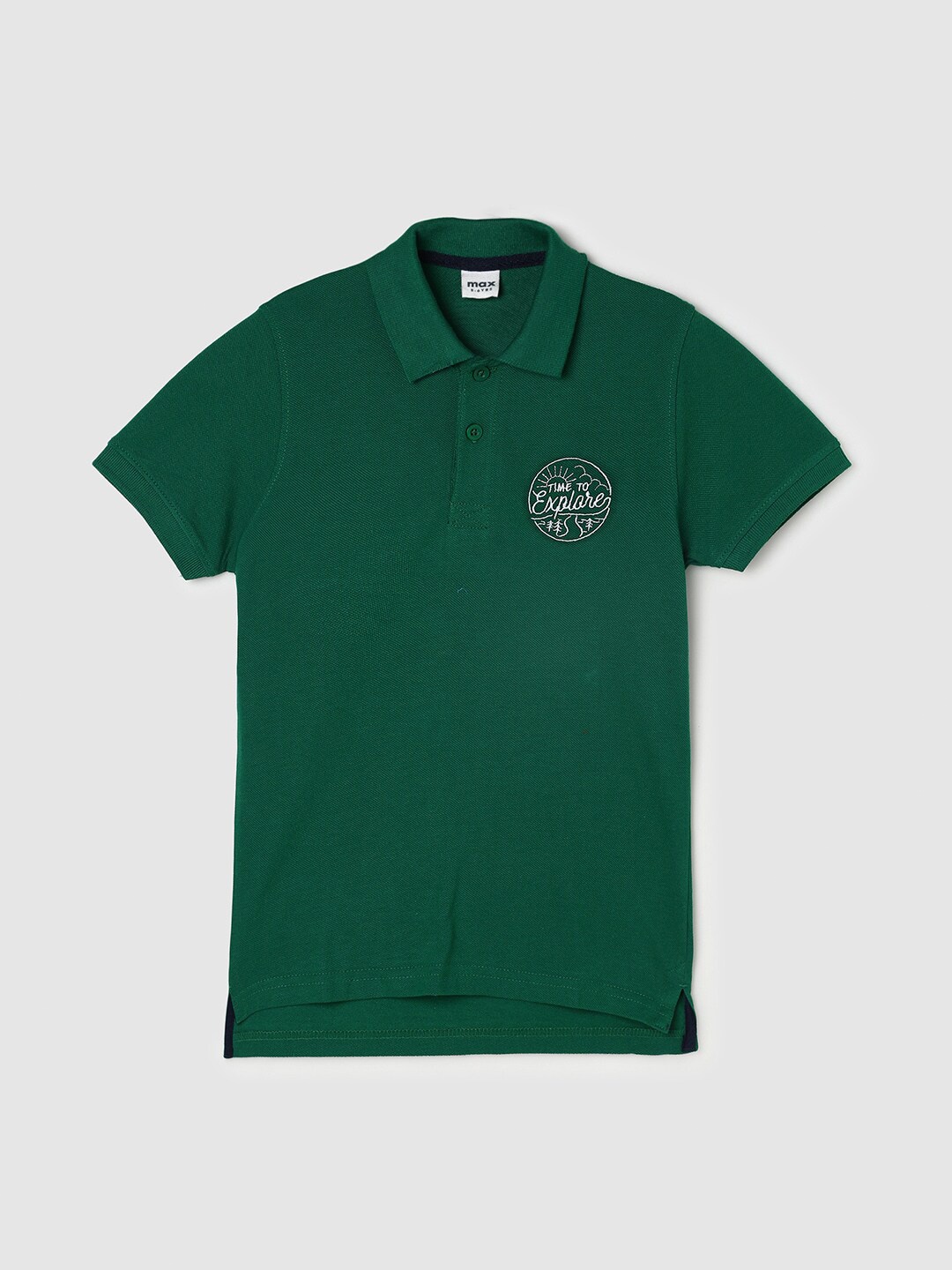 

max Boys Green Polo Collar T-shirt