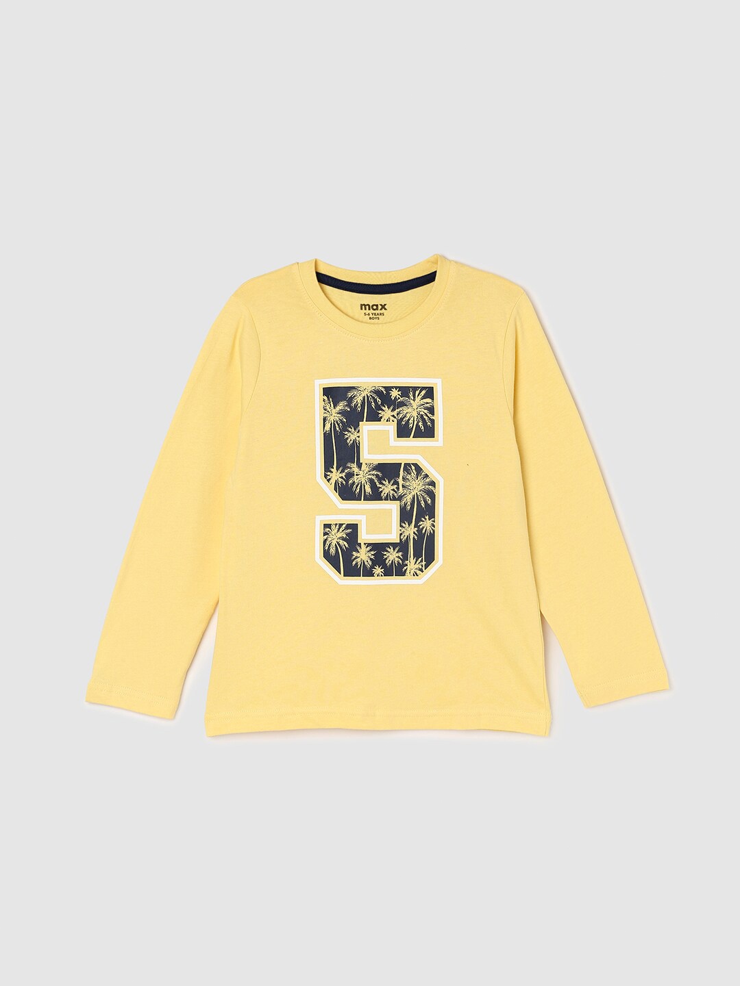 

max Boys Yellow Graphic Printed Cotton T-shirt