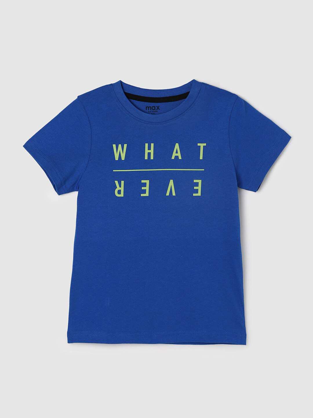 

max Boys Blue Typography Printed Cotton T-shirt