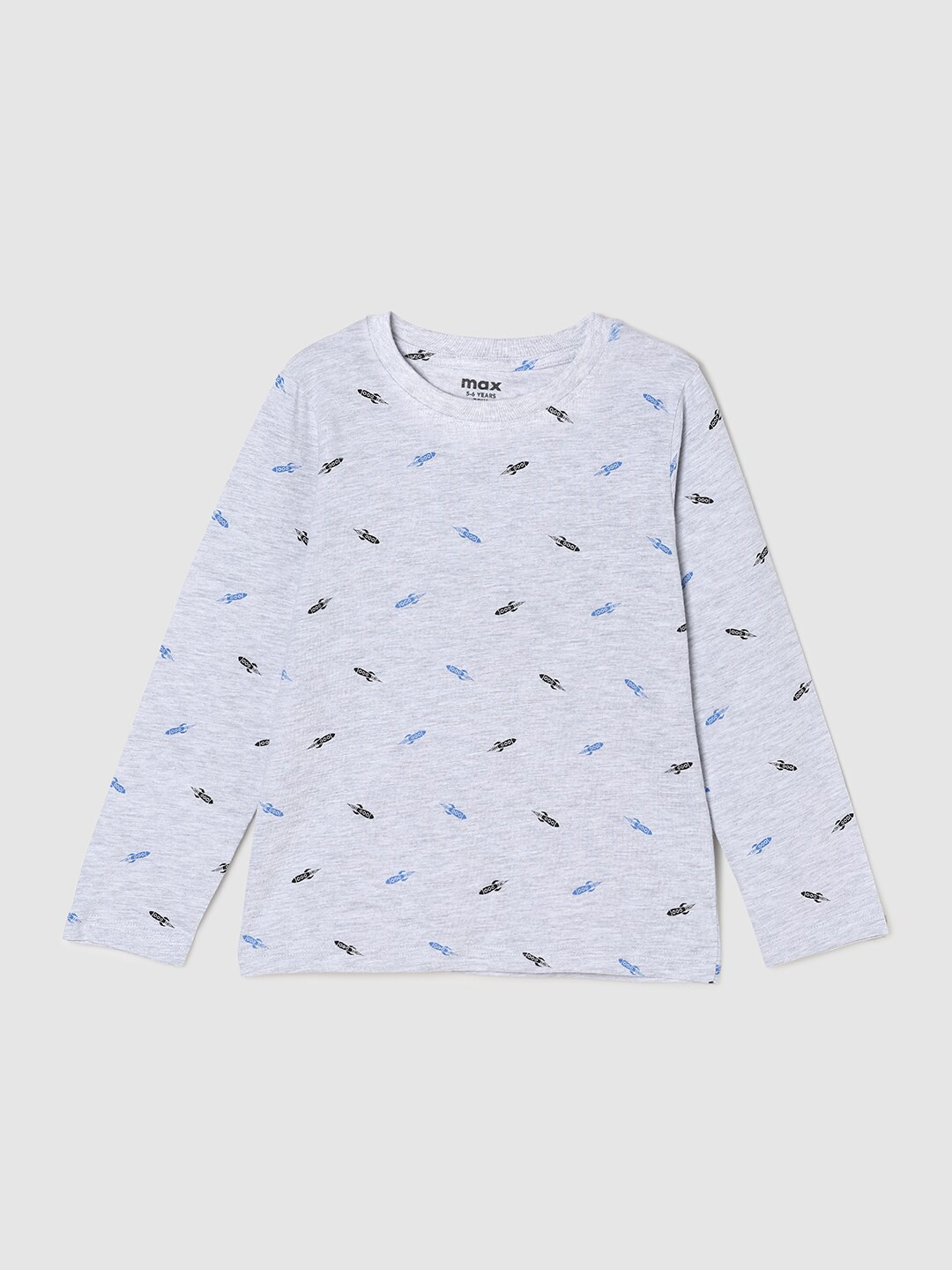 

max Boys Blue Printed Pure Cotton T-shirt