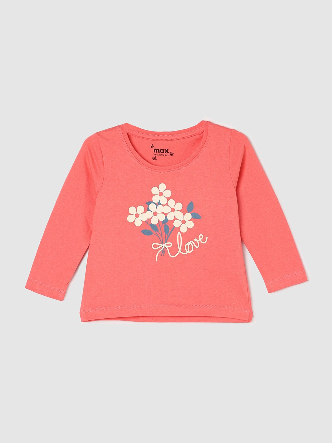 

max Girls Coral Printed Pure Cotton T-shirt