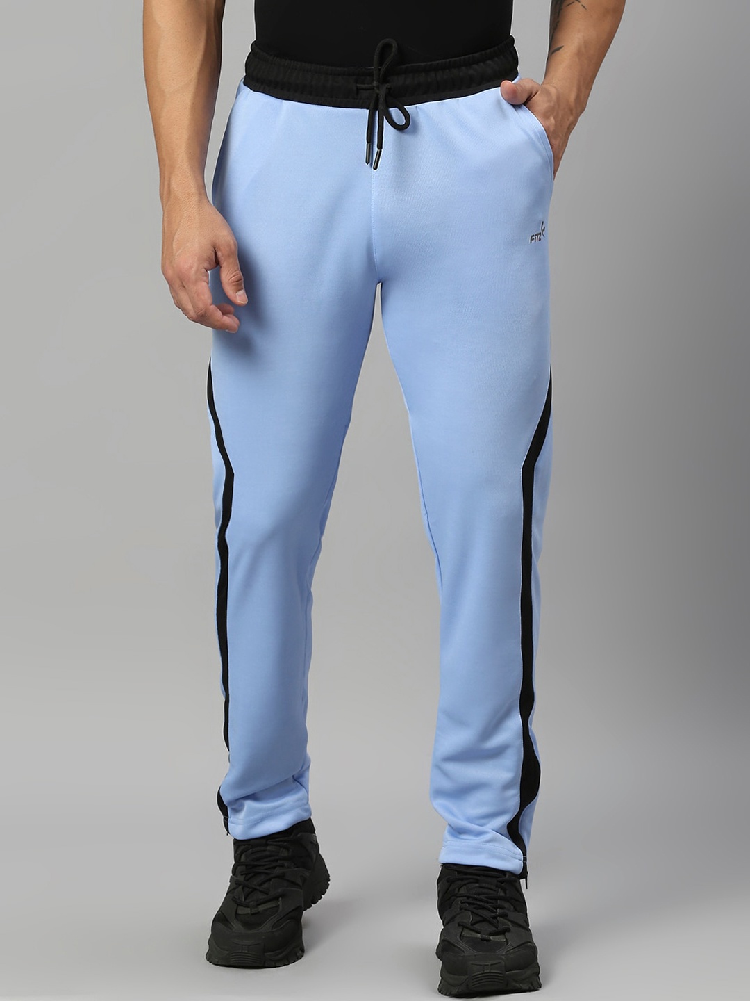 

FiTZ Men Blue Solid Slim-Fit Track Pants