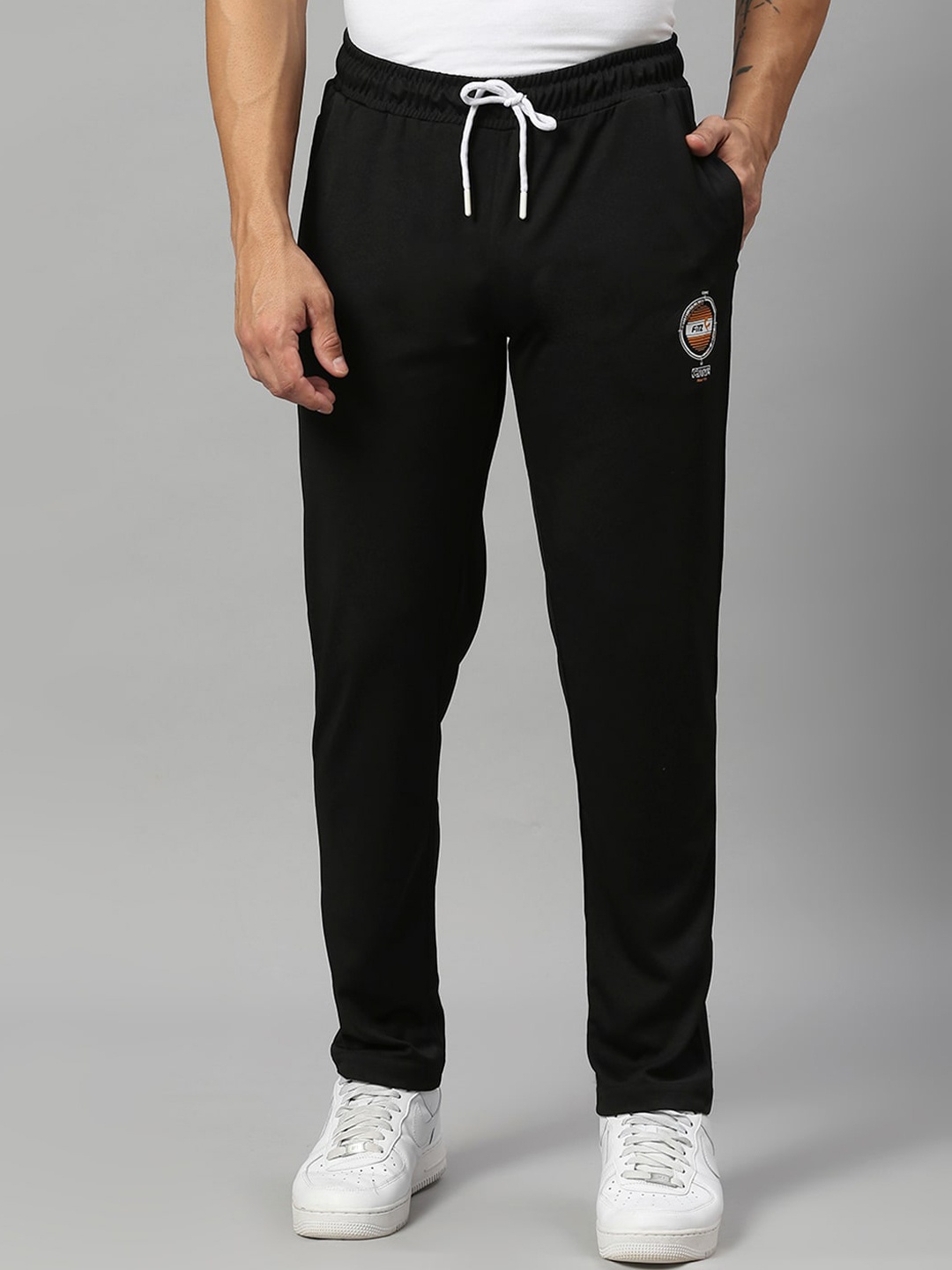 

FiTZ Men Black Solid Slim Fit Track Pants