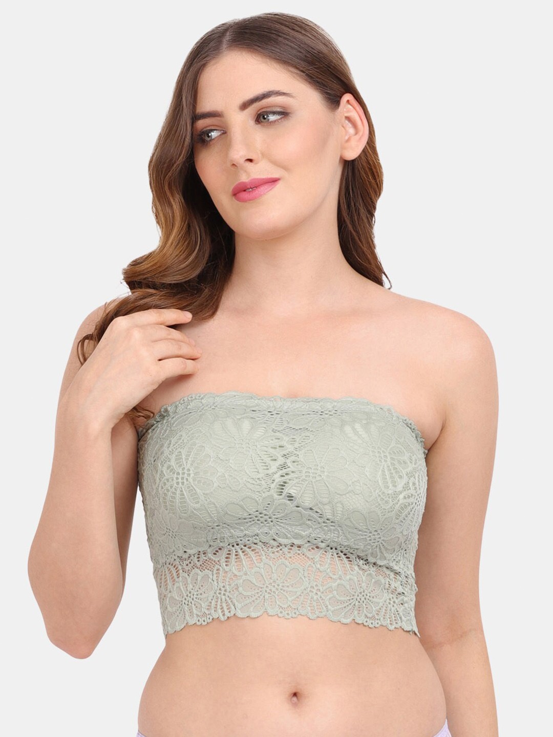 

Amour Secret Green Floral Bandeau Bra