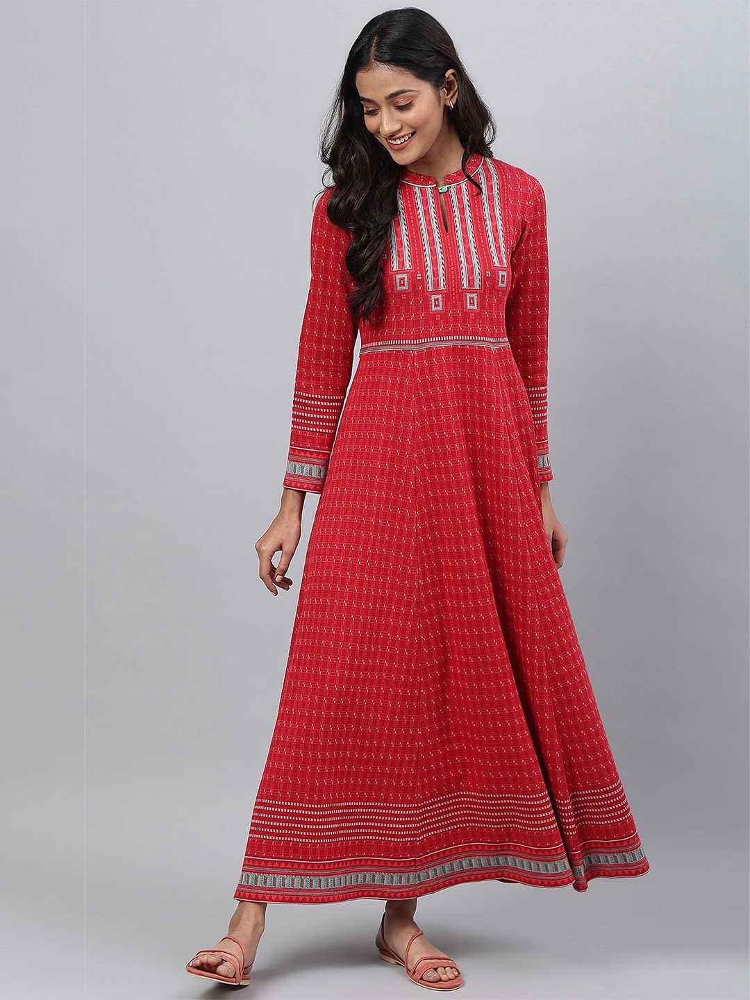 

AURELIA Red Ethnic Motifs Ethnic Maxi Maxi Dress