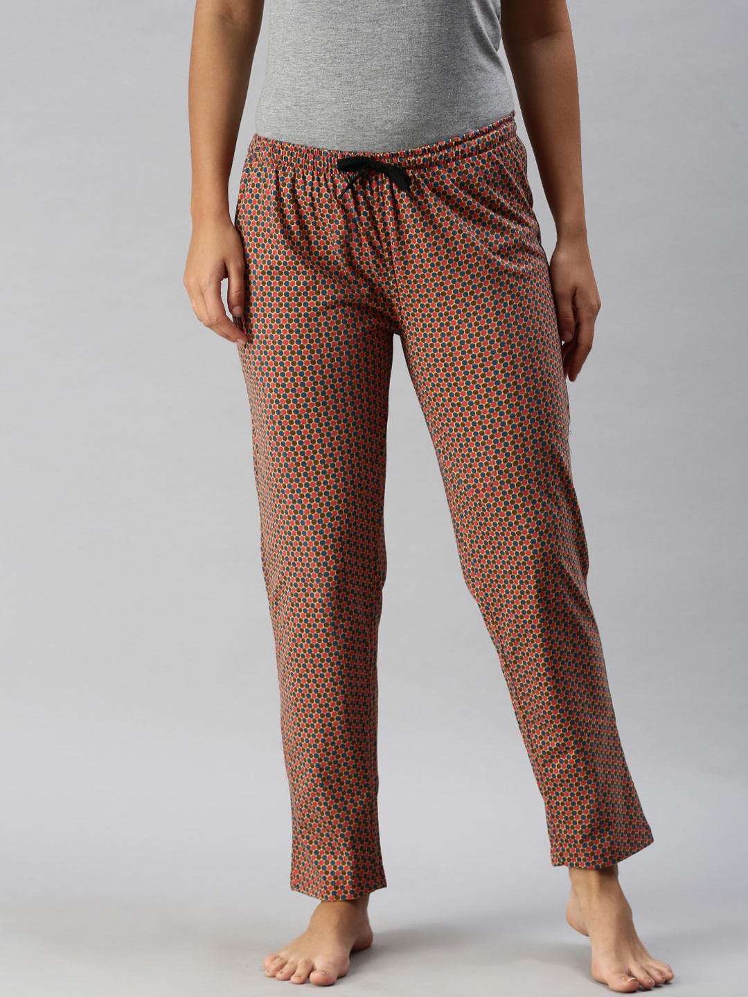 

Kryptic Women Mustard Yellow Printed Pure Cotton Lounge Pants