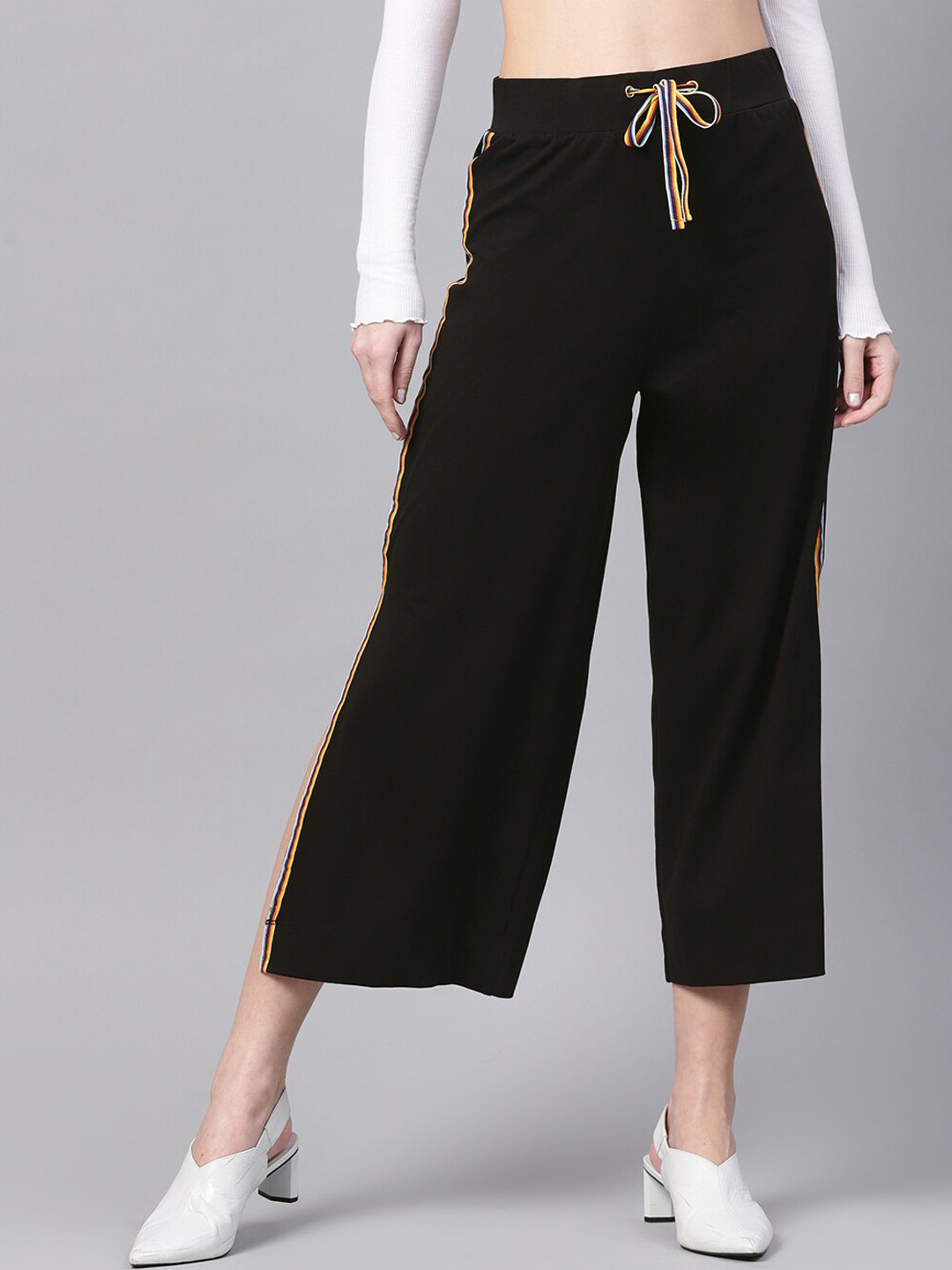 

DIVA WALK EXCLUSIVE Women Black Original Loose Fit High-Rise Cotton Culottes Trouser