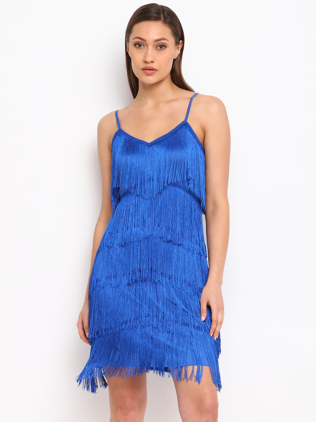 

COVER STORY Women Blue Fringe Midi Dress