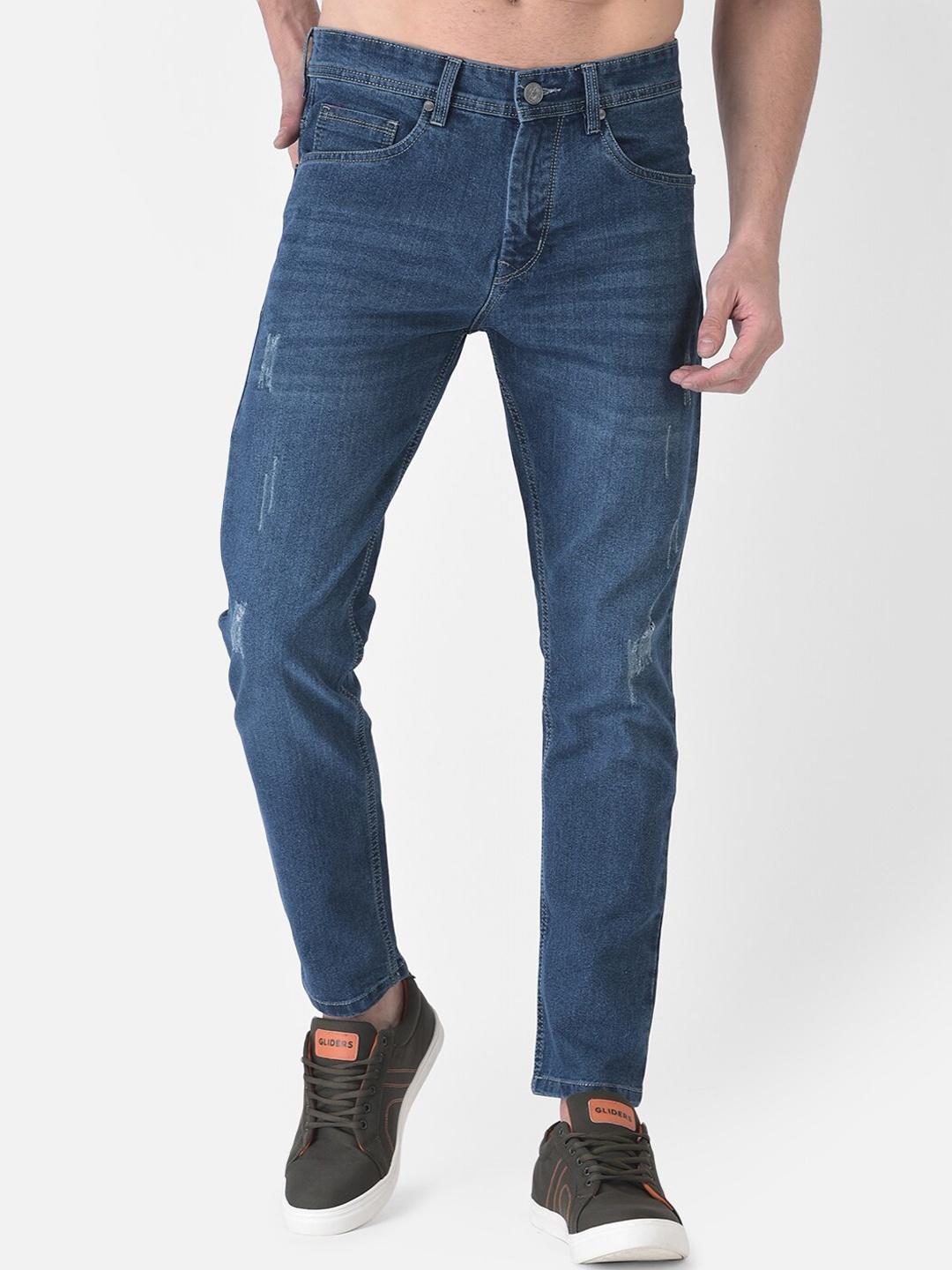 

COBB Men Blue Slim Fit Low Distress Light Fade Jeans