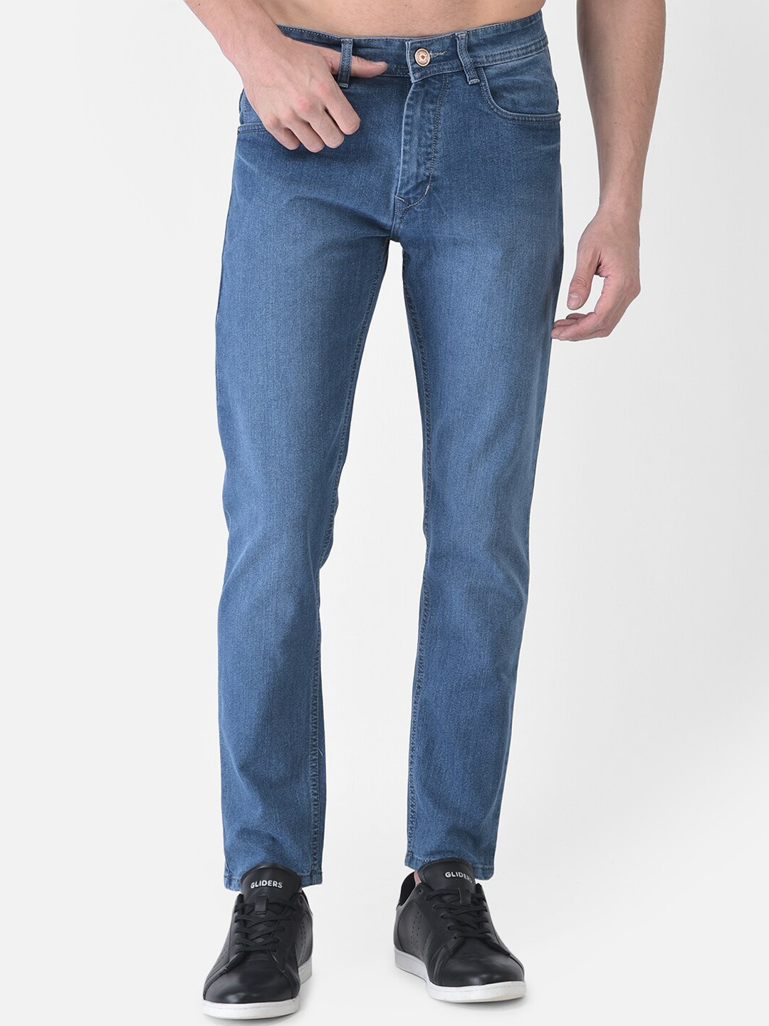 

COBB Men Blue Slim Fit Low Distress Light Fade Jeans