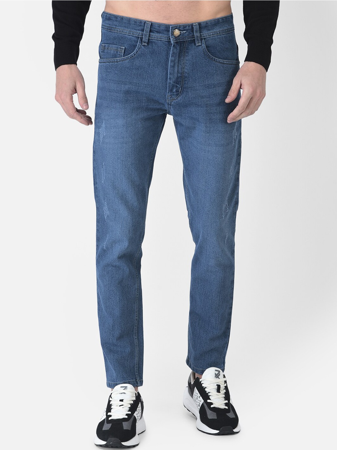 

COBB Men Blue Slim Fit Low Distress Heavy Fade Jeans