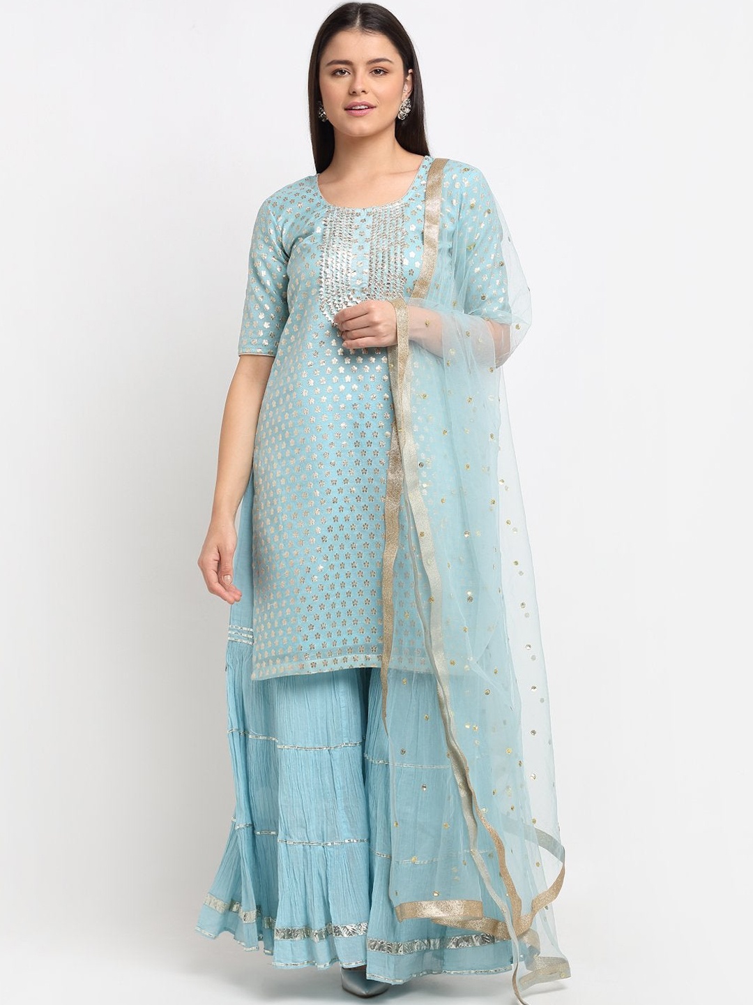 

anokherang Ethnic Motifs Straight Regular Fit Cotton Kurta, Blue