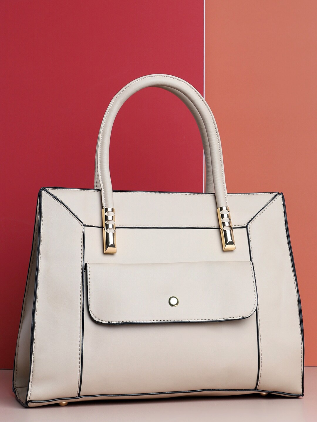 

HAUTE SAUCE by Campus Sutra Cream-Coloured Structured Satchel