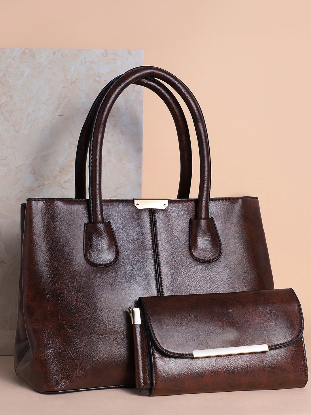 

HAUTE SAUCE by Campus Sutra Brown Structured Handheld Bag