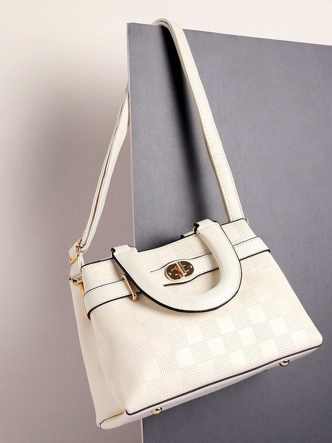 

HAUTE SAUCE by Campus Sutra White Textured Structured Handheld Bag