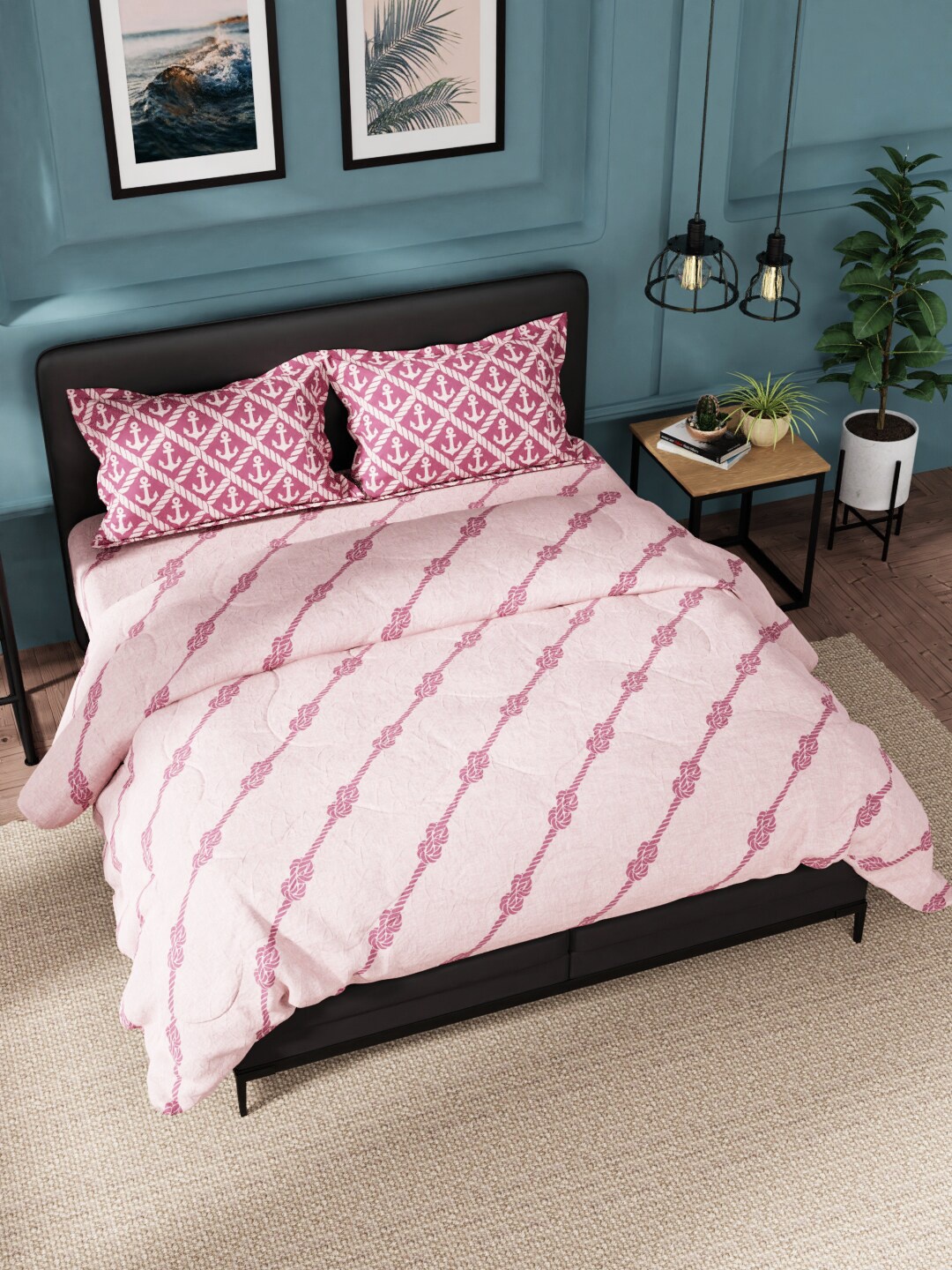 

Nautica Pink & White Printed Cotton Double King Bedding Set