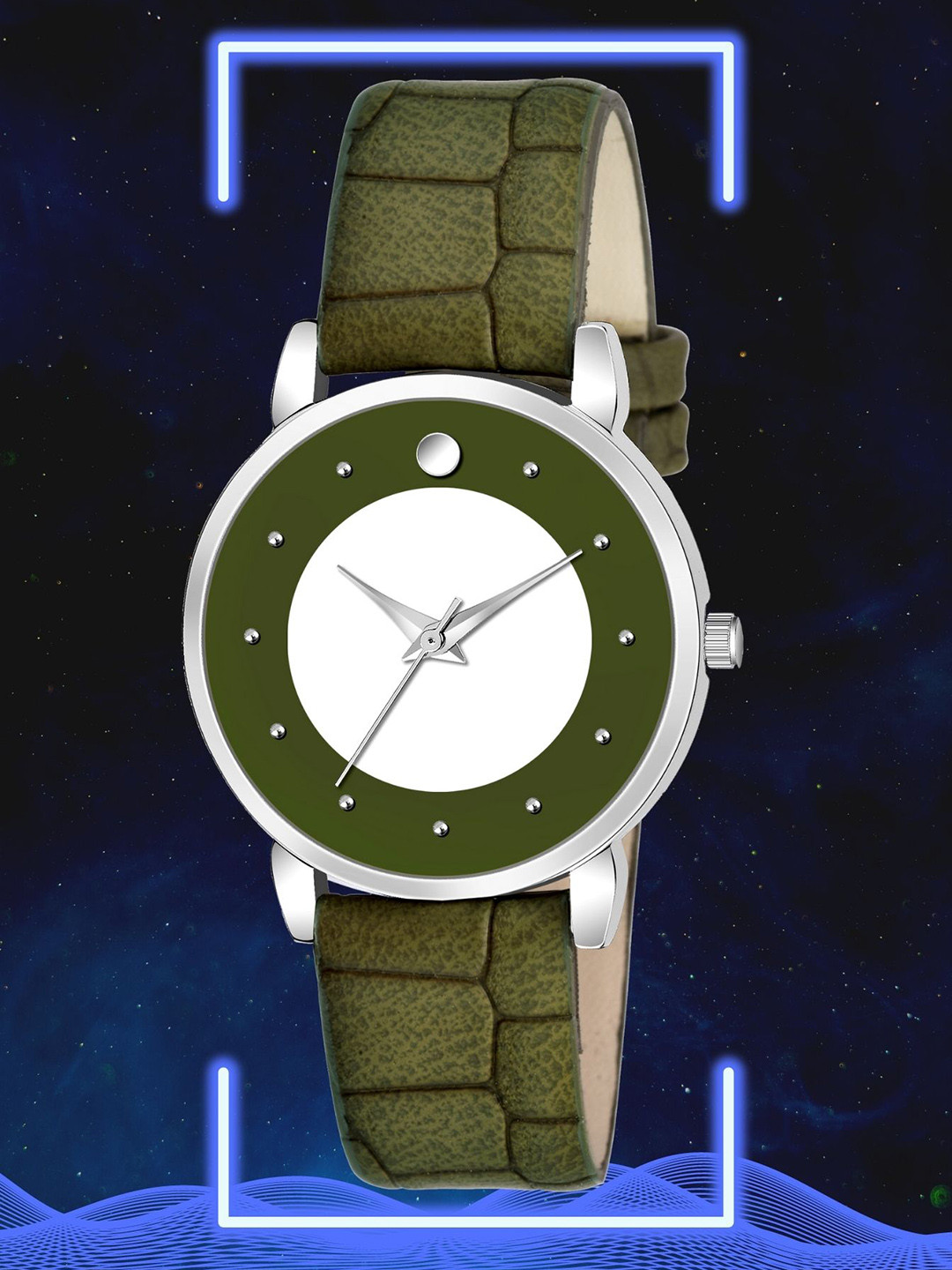 

Shocknshop Women White Dial & Black Leather Wrap Around Straps Analogue Watch MT336, Green