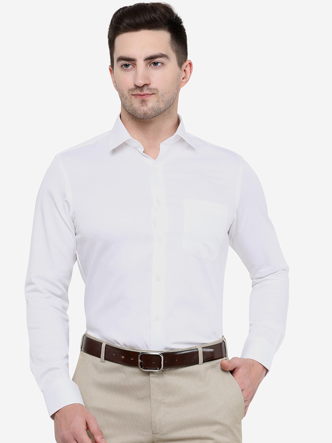 

JADE BLUE Men White Slim Fit Cotton Formal Shirt