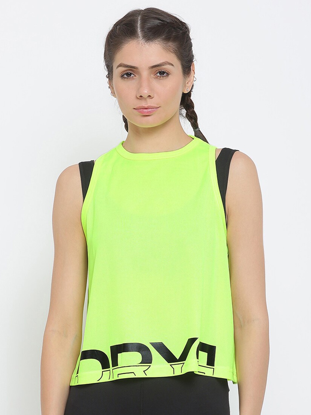 

DRYP EVOLUT Women Lime Green Typography Printed T-shirt