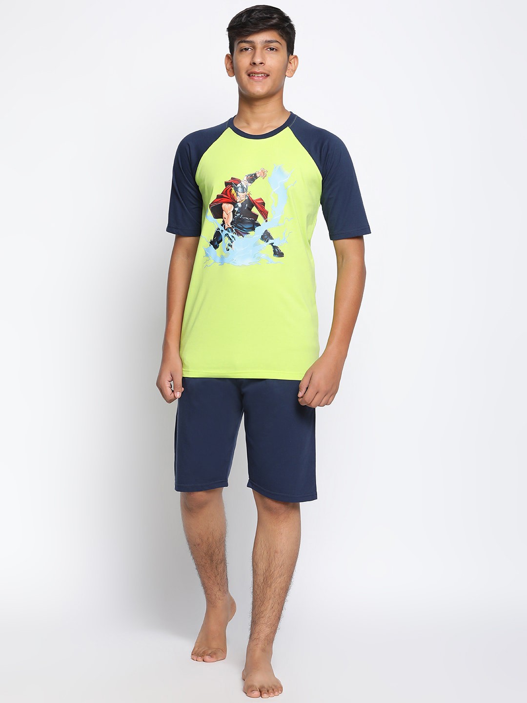 

Lil Tomatoes Boys Lime Green & Blue Printed Night suit