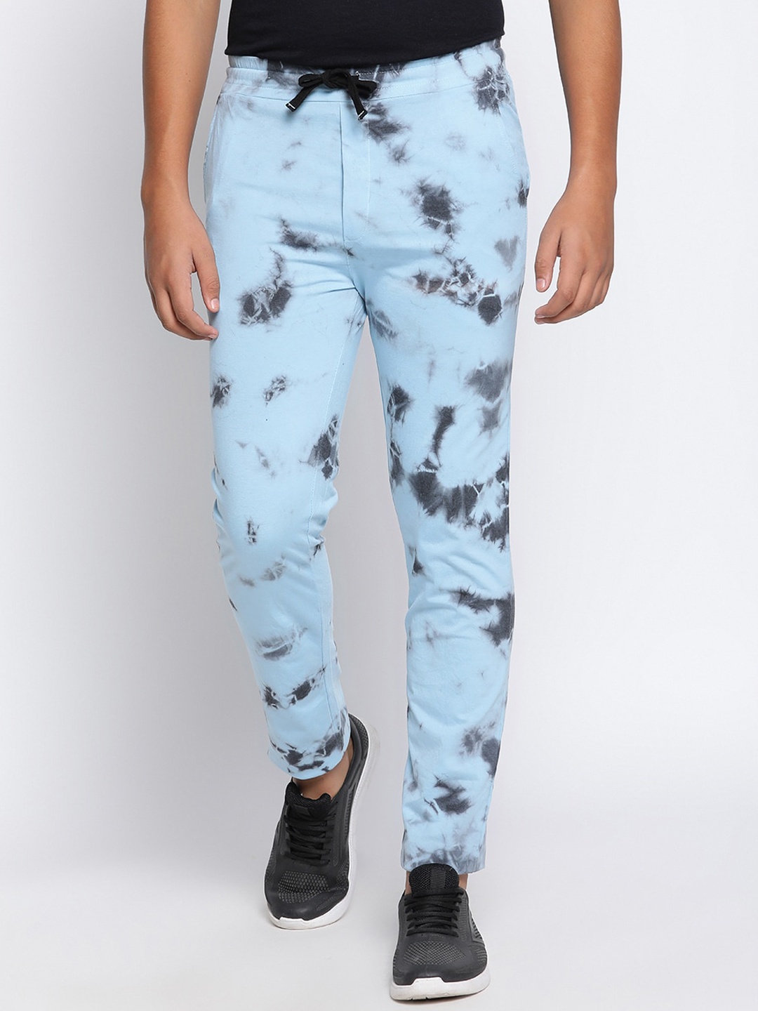 

Lil Tomatoes Boys Blue & Grey Tie & Dye Printed Track Pants